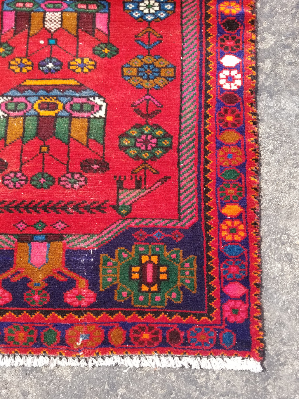 Antique Traditional Handmade Afghan Wool Multicolor Rug 119x73cm
