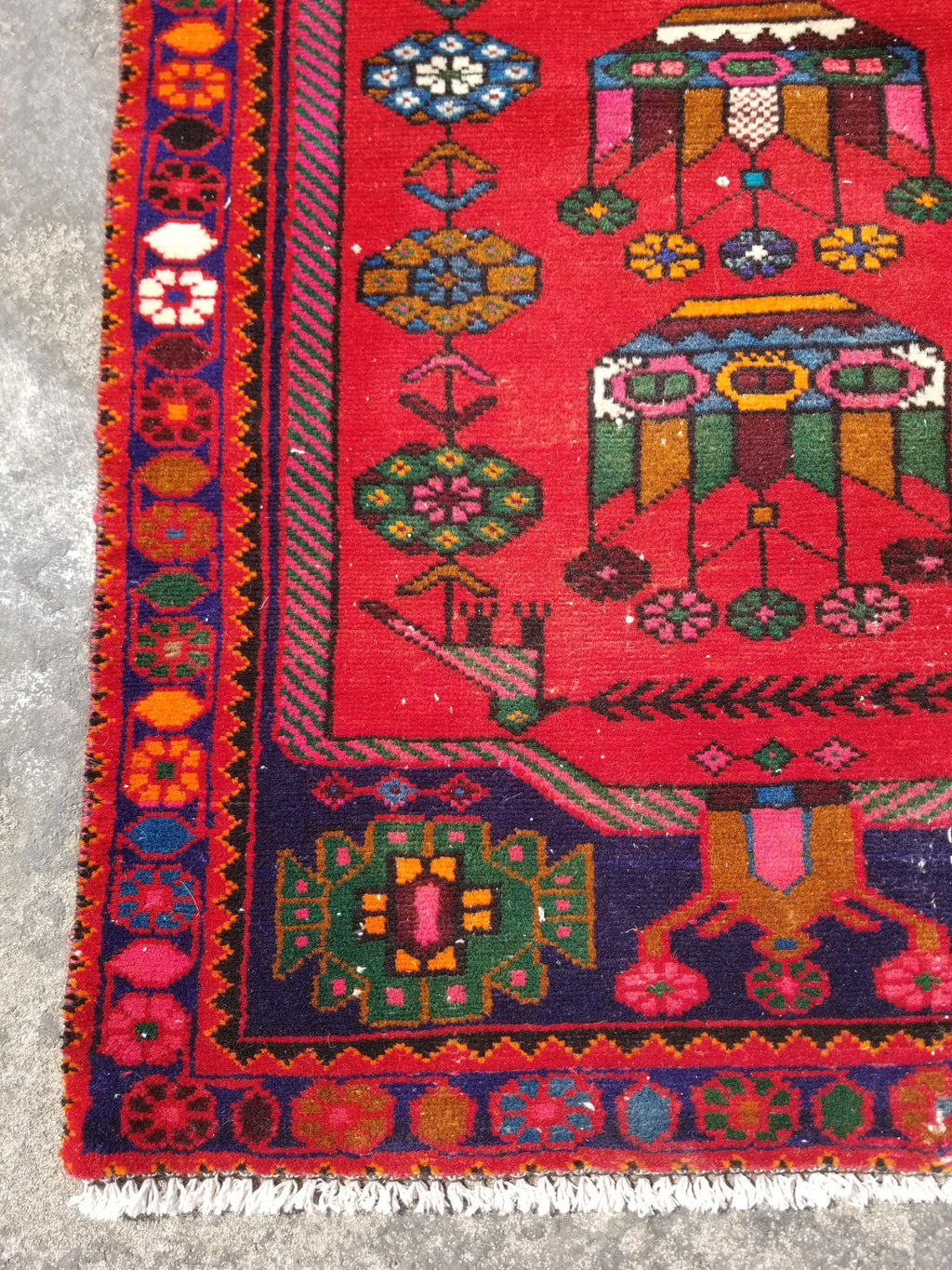 Antique Traditional Handmade Afghan Wool Multicolor Rug 119x73cm