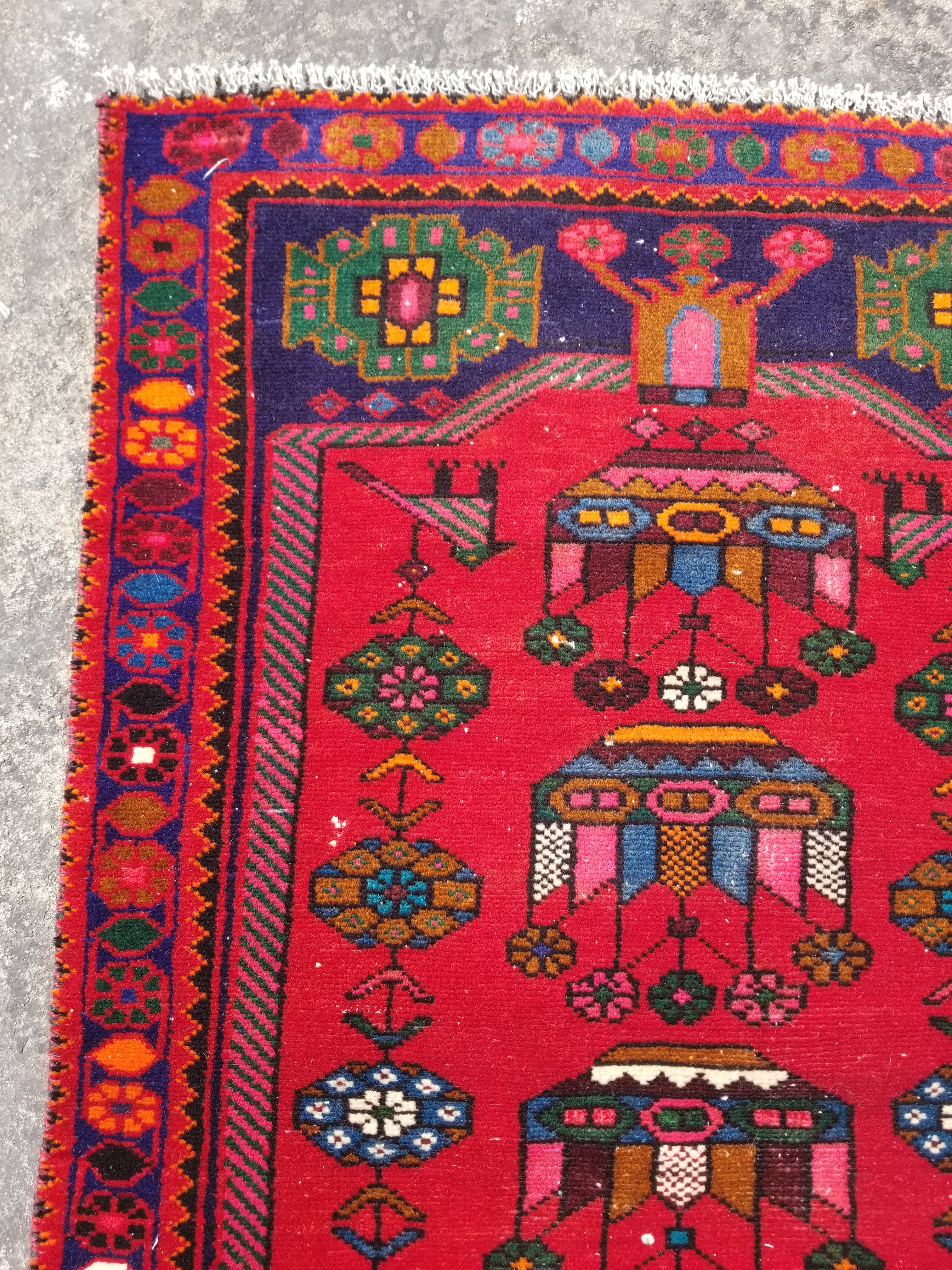 Antique Traditional Handmade Afghan Wool Multicolor Rug 119x73cm