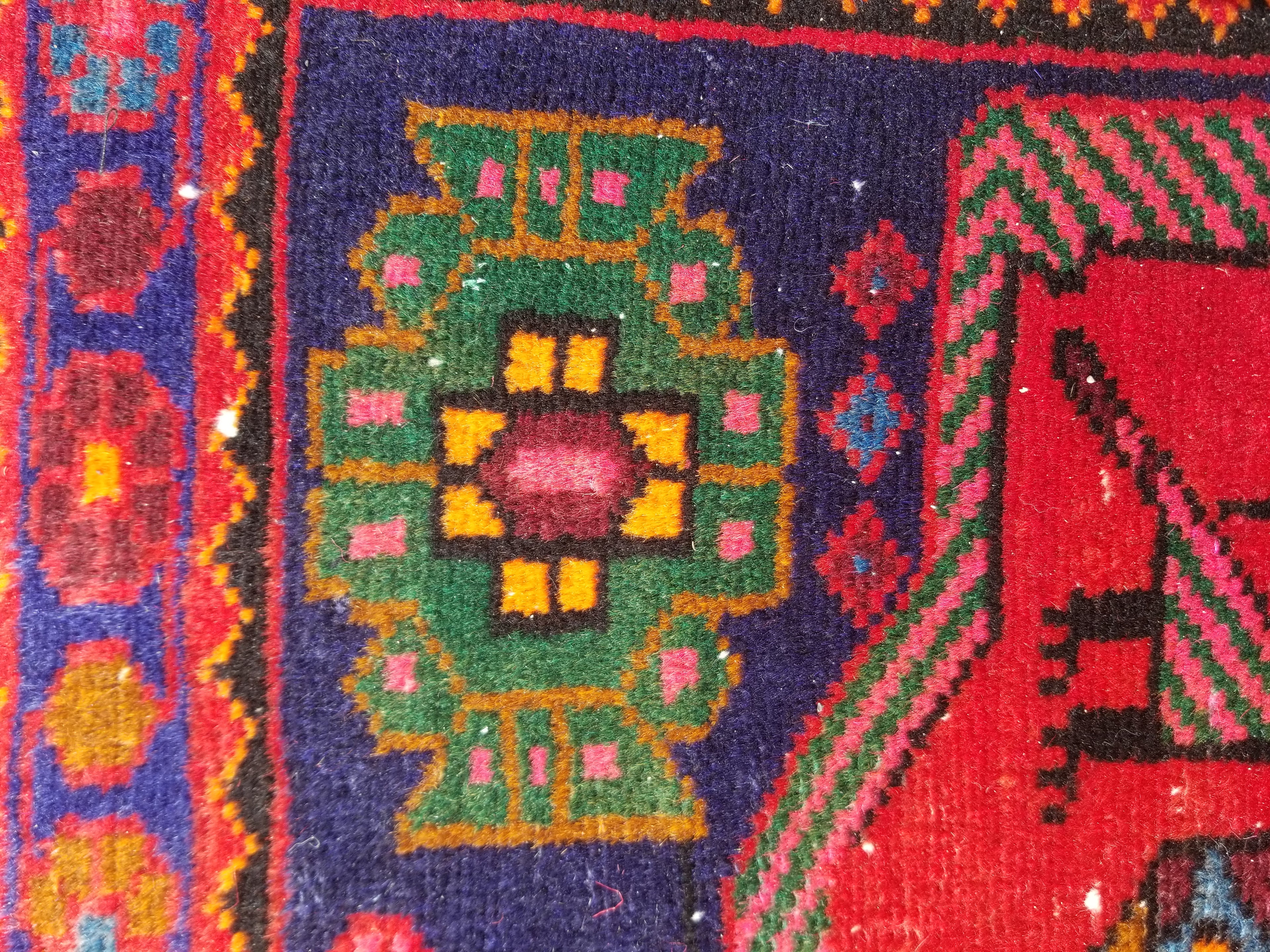 Antique Traditional Handmade Afghan Wool Multicolor Rug 119x73cm