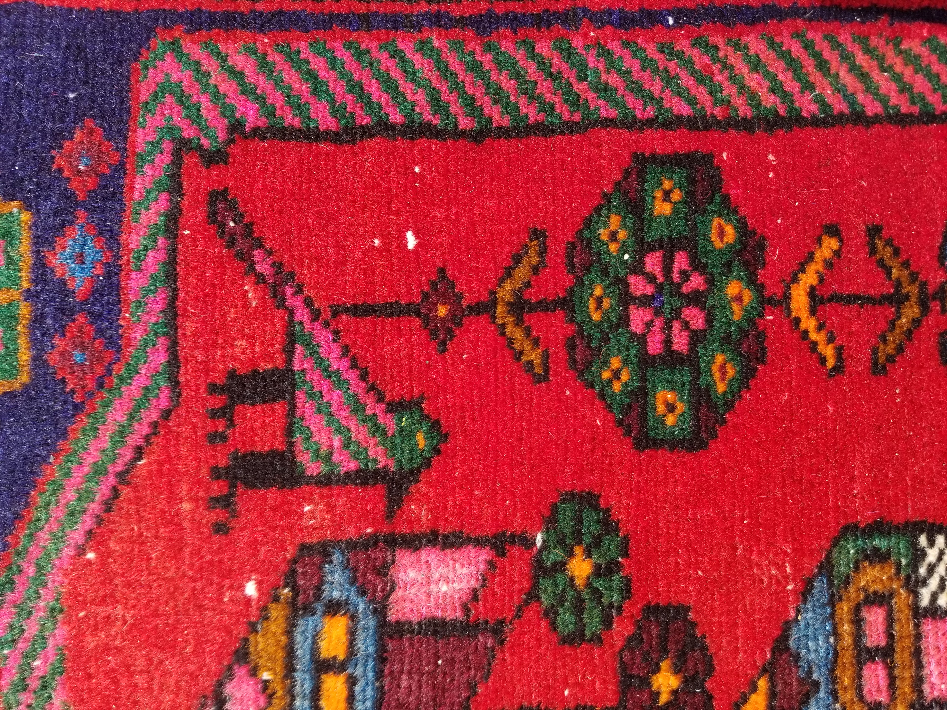 Antique Traditional Handmade Afghan Wool Multicolor Rug 119x73cm