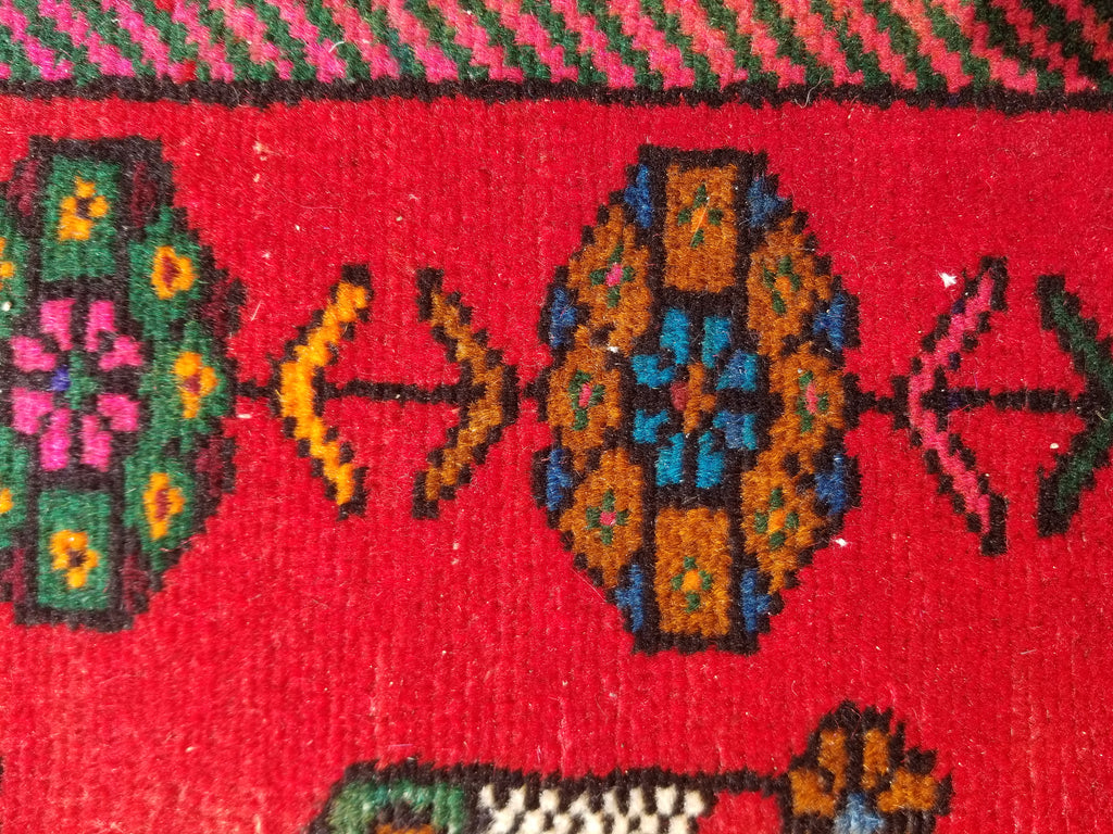 Antique Traditional Handmade Afghan Wool Multicolor Rug 119x73cm