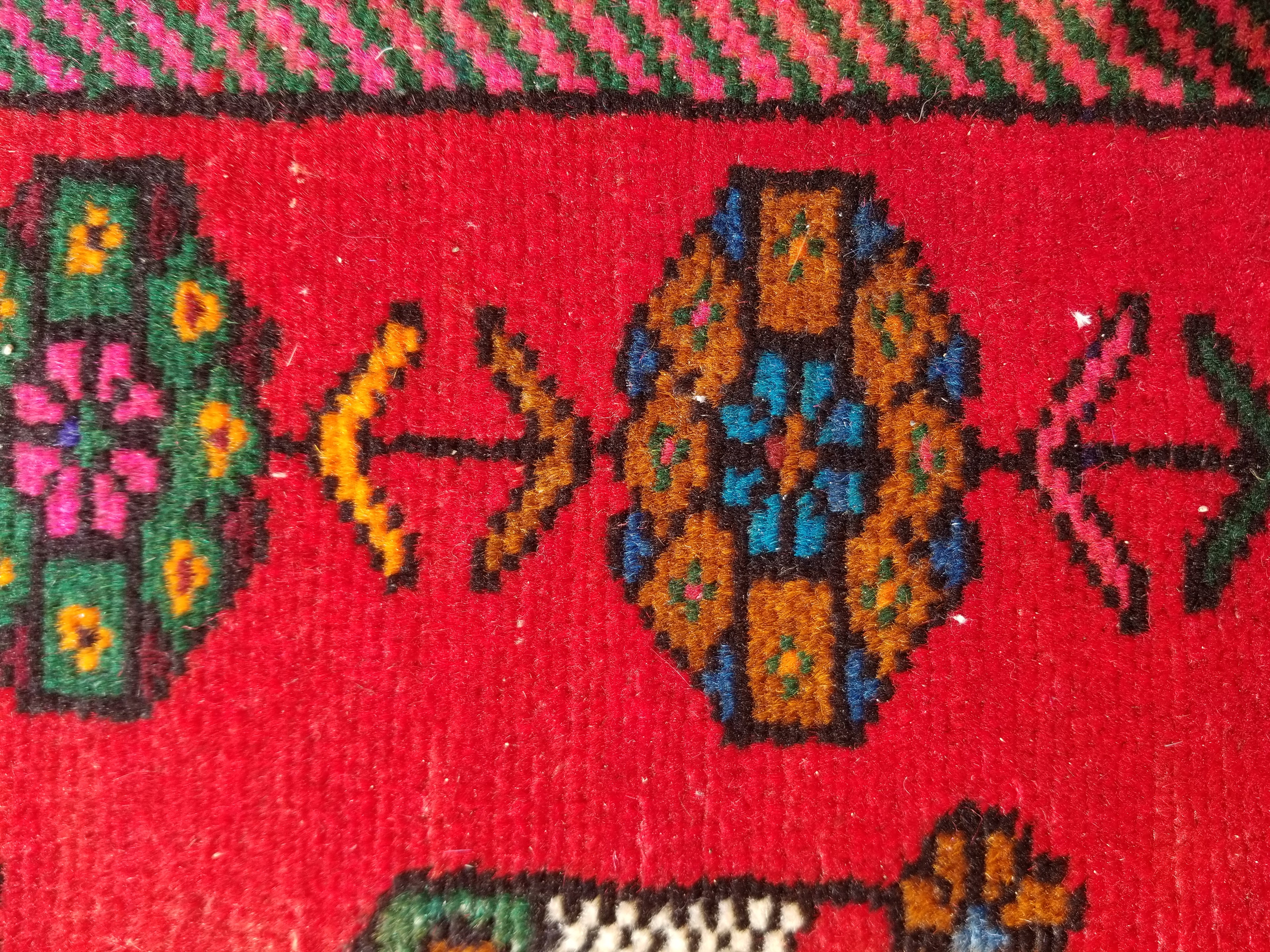 Antique Traditional Handmade Afghan Wool Multicolor Rug 119x73cm