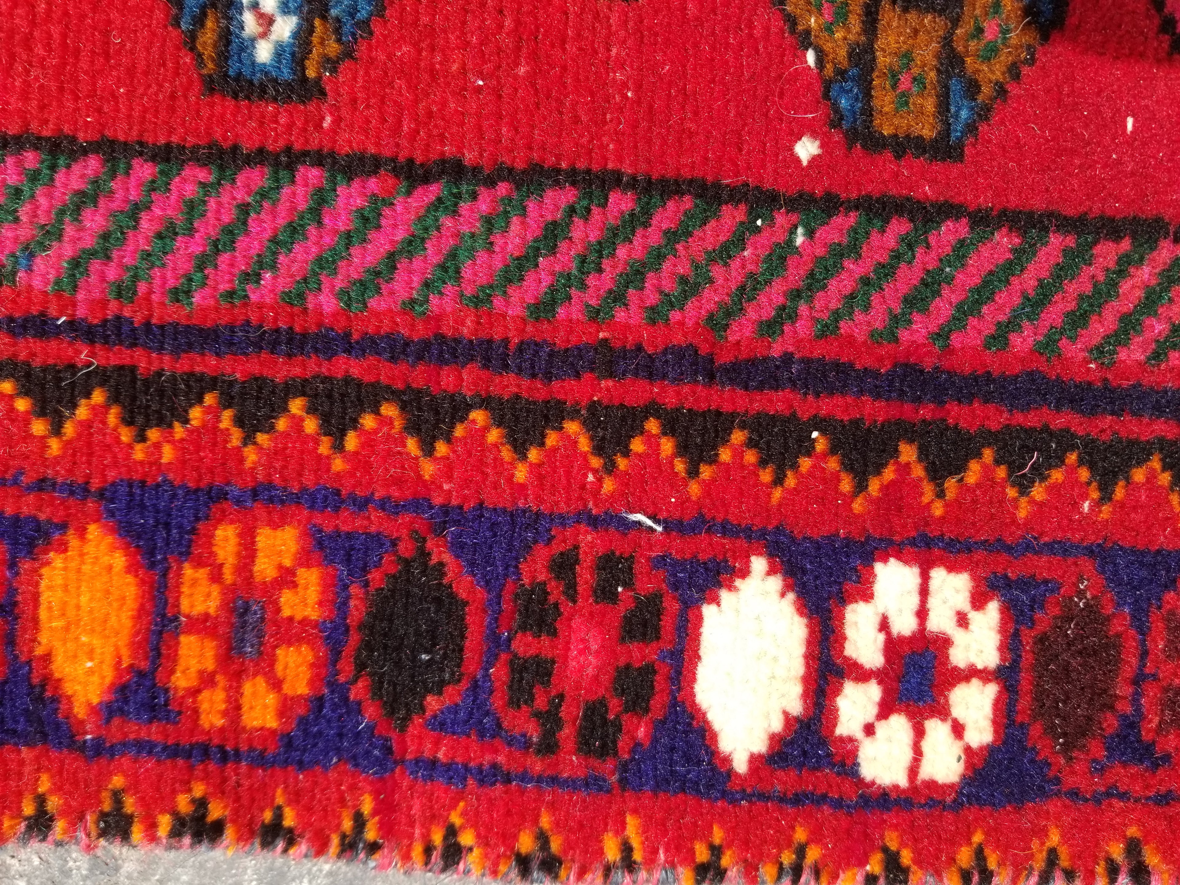 Antique Traditional Handmade Afghan Wool Multicolor Rug 119x73cm