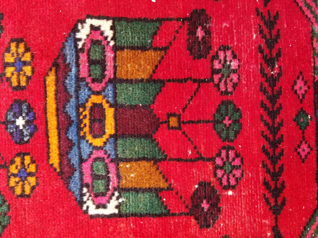 Antique Traditional Handmade Afghan Wool Multicolor Rug 119x73cm