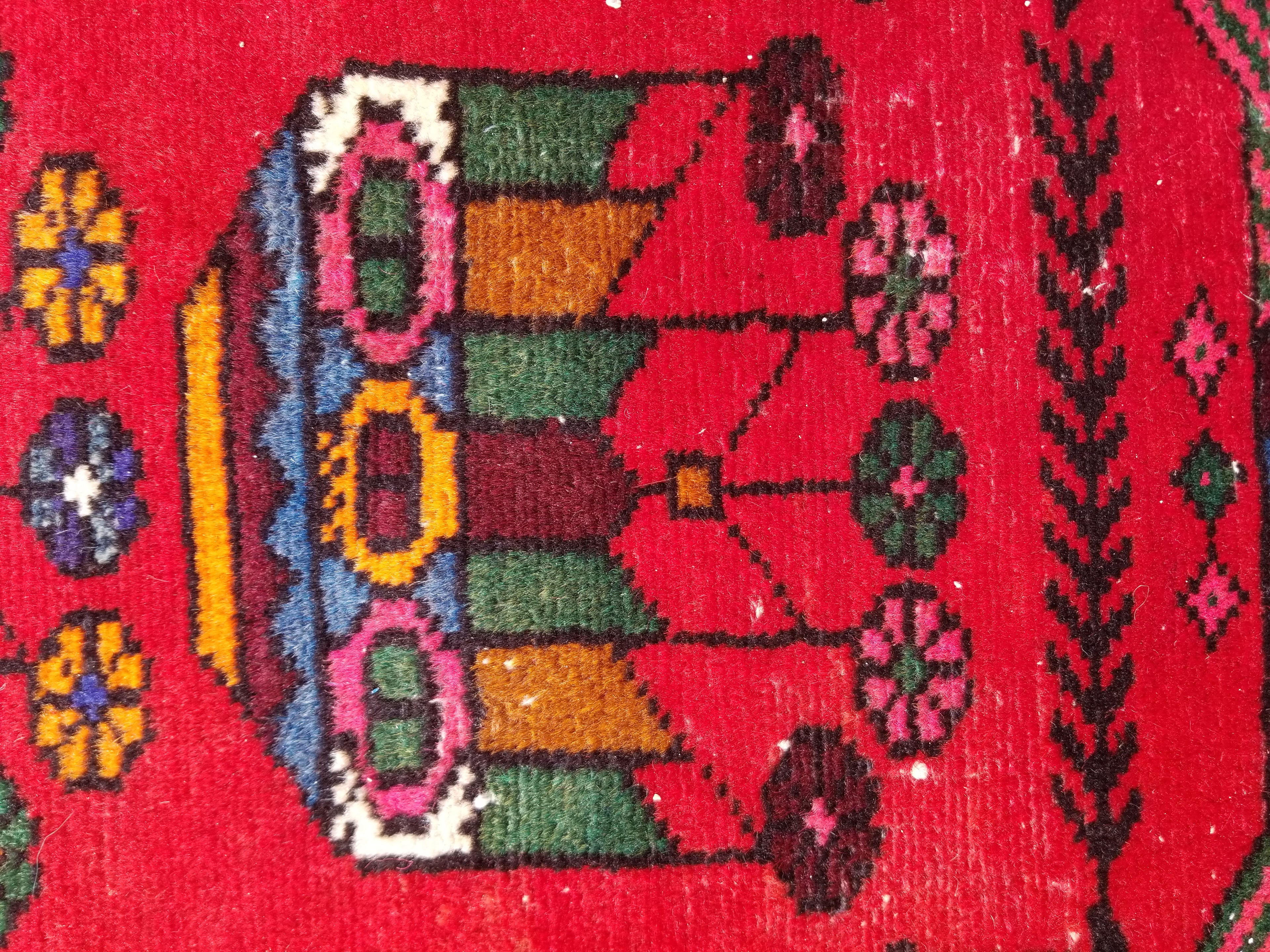 Antique Traditional Handmade Afghan Wool Multicolor Rug 119x73cm