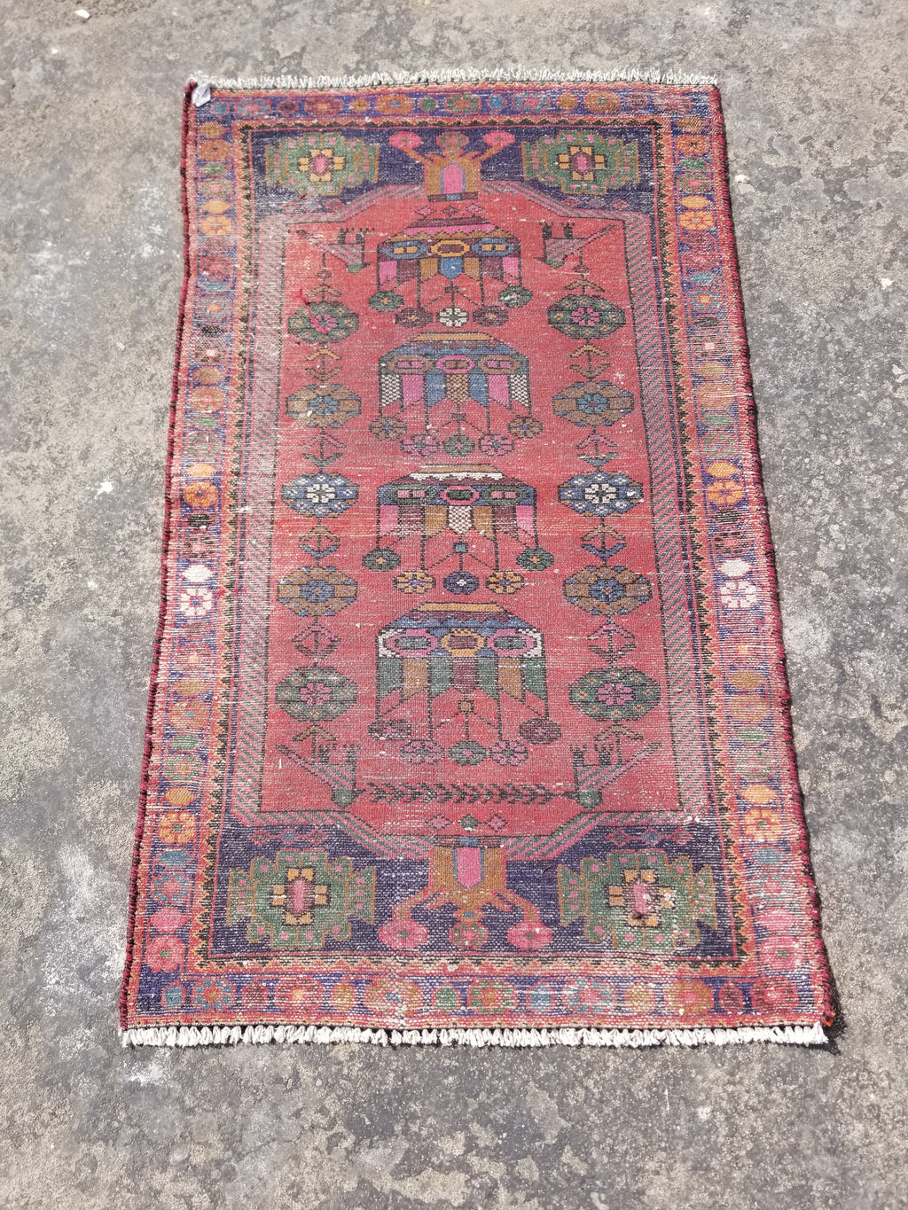 Antique Traditional Handmade Afghan Wool Multicolor Rug 119x73cm