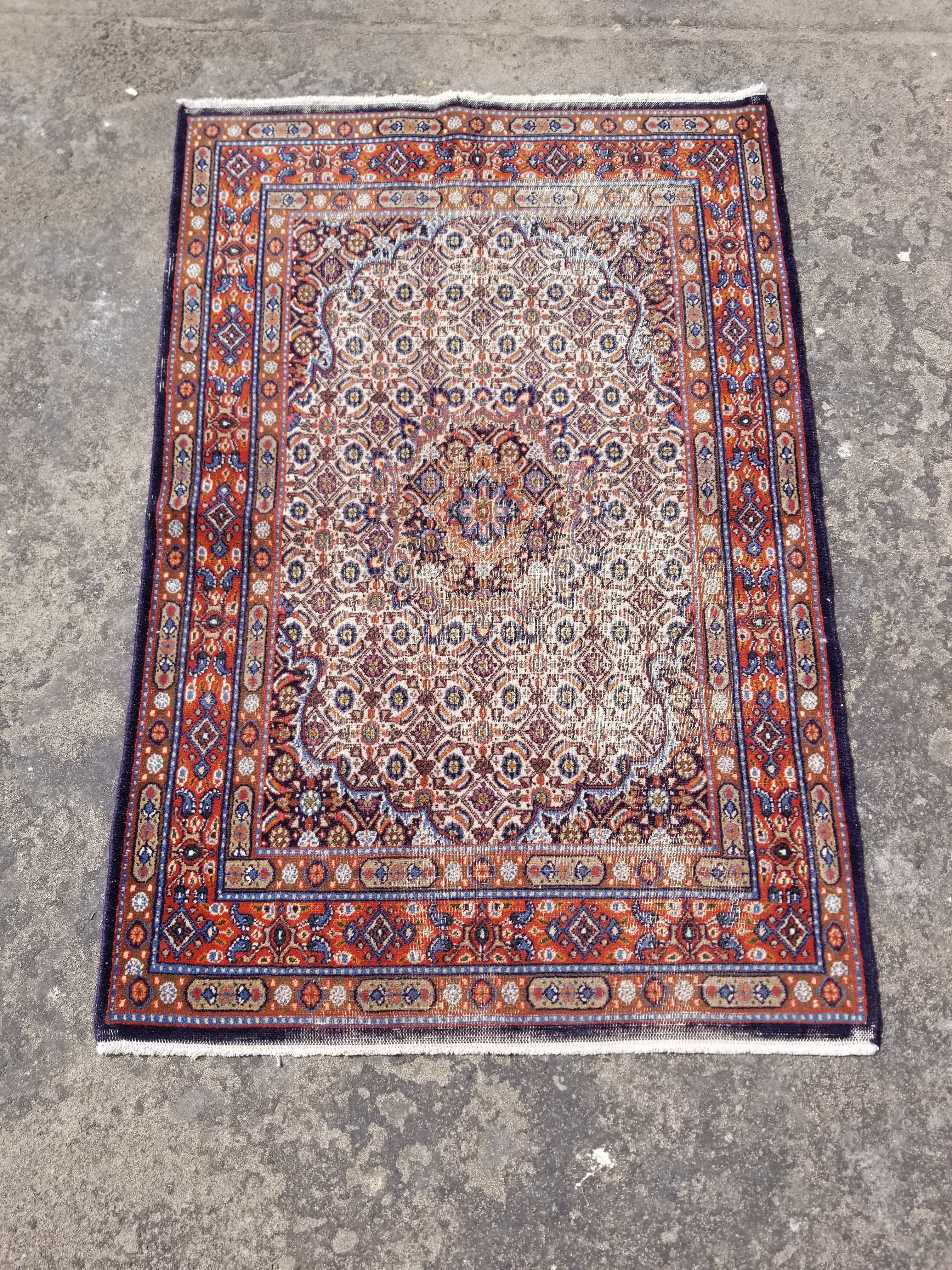 Vintage Traditional Handmade Oriental Wool Multicolor Rug 144x96cm
