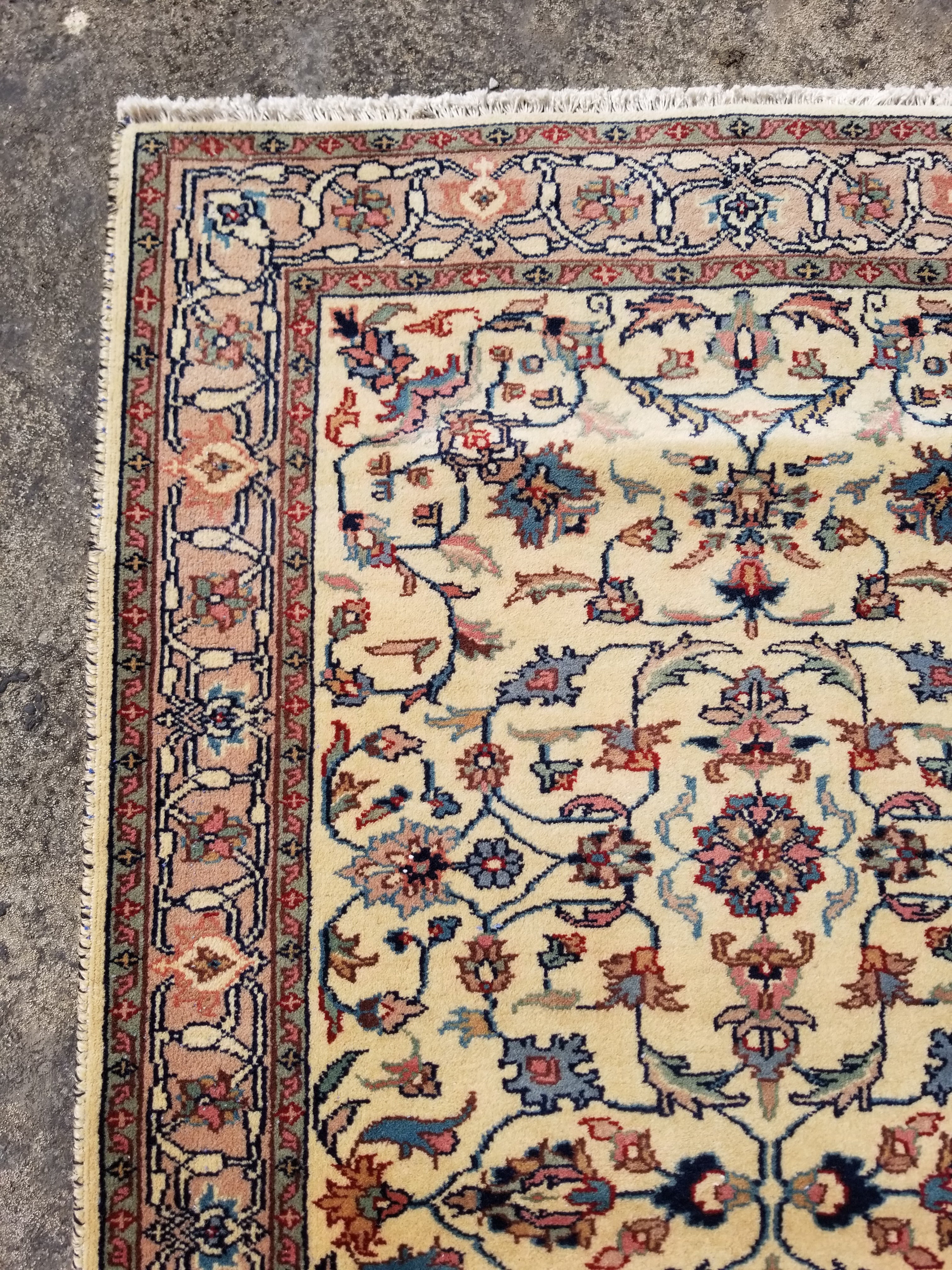 Antique Traditional Handmade Floral Wool Multicolor Runner Rug 373x76cm