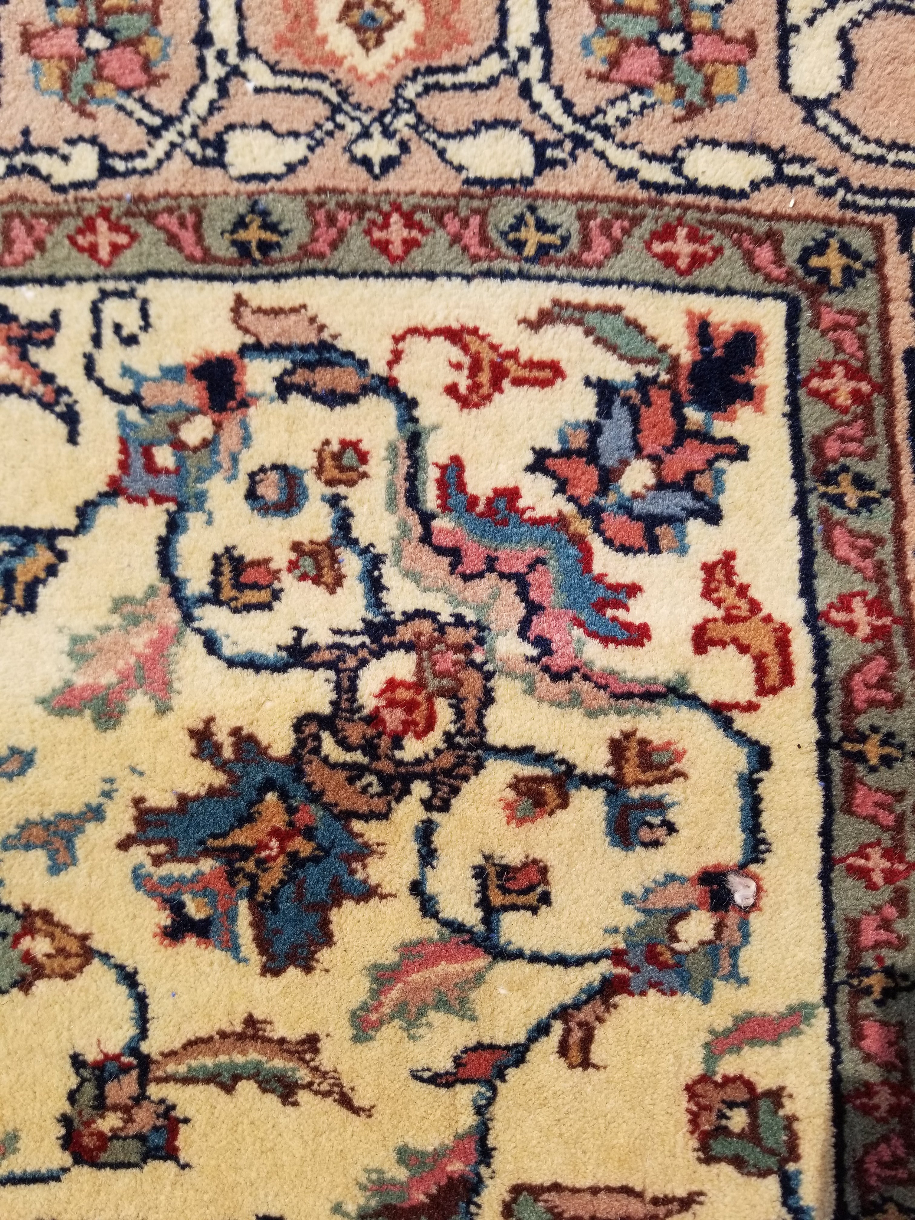 Antique Traditional Handmade Floral Wool Multicolor Runner Rug 373x76cm