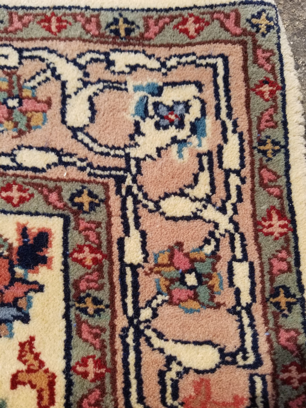 Antique Traditional Handmade Floral Wool Multicolor Runner Rug 373x76cm