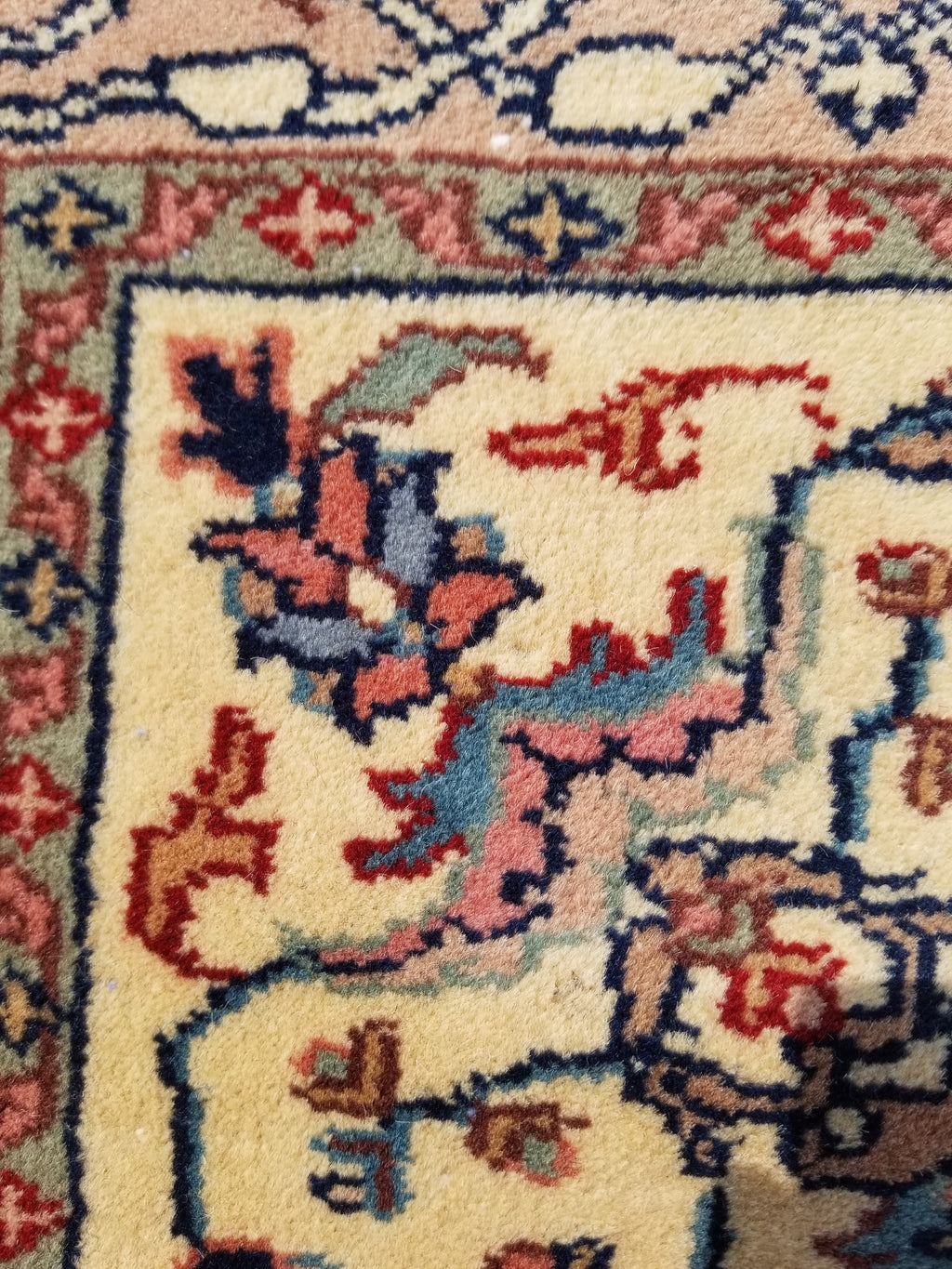 Antique Traditional Handmade Floral Wool Multicolor Runner Rug 373x76cm