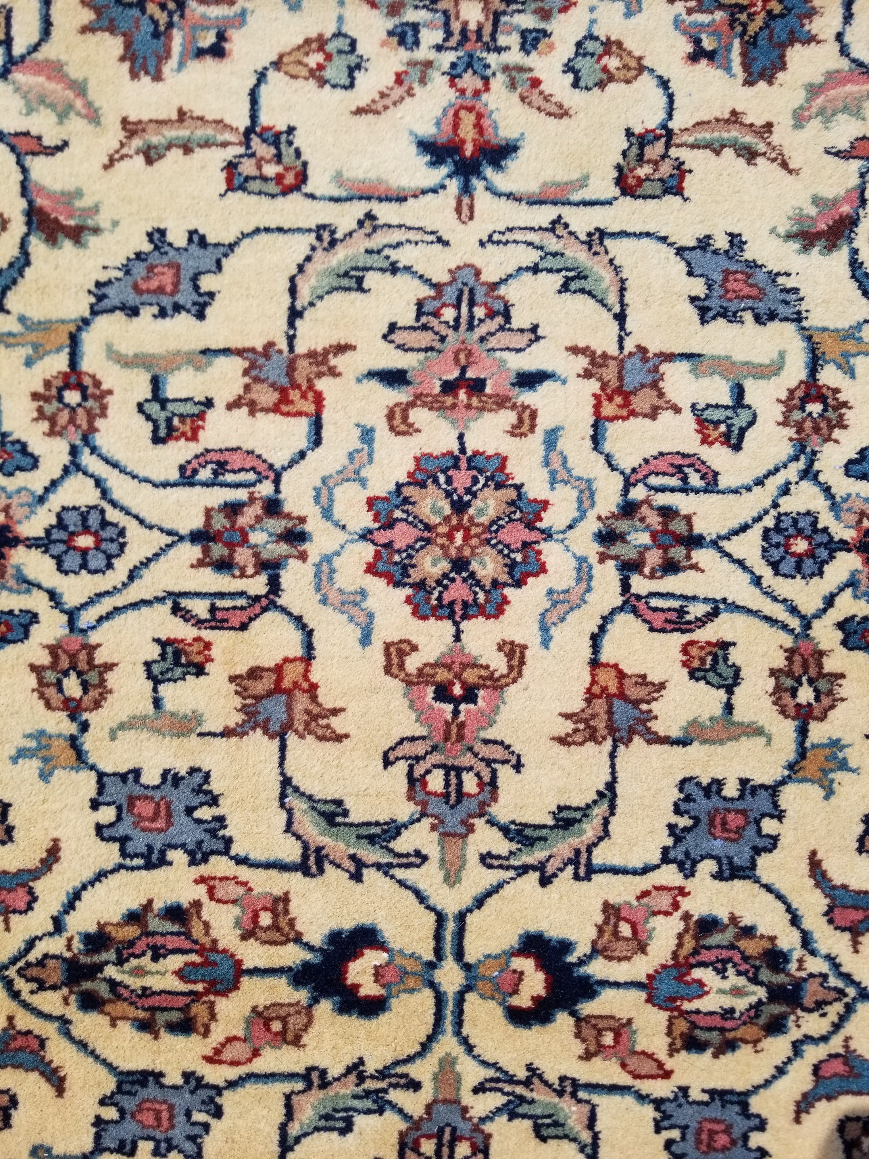 Antique Traditional Handmade Floral Wool Multicolor Runner Rug 373x76cm
