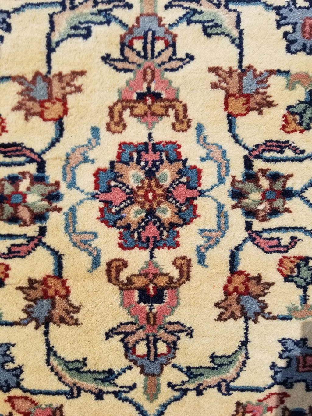 Antique Traditional Handmade Floral Wool Multicolor Runner Rug 373x76cm