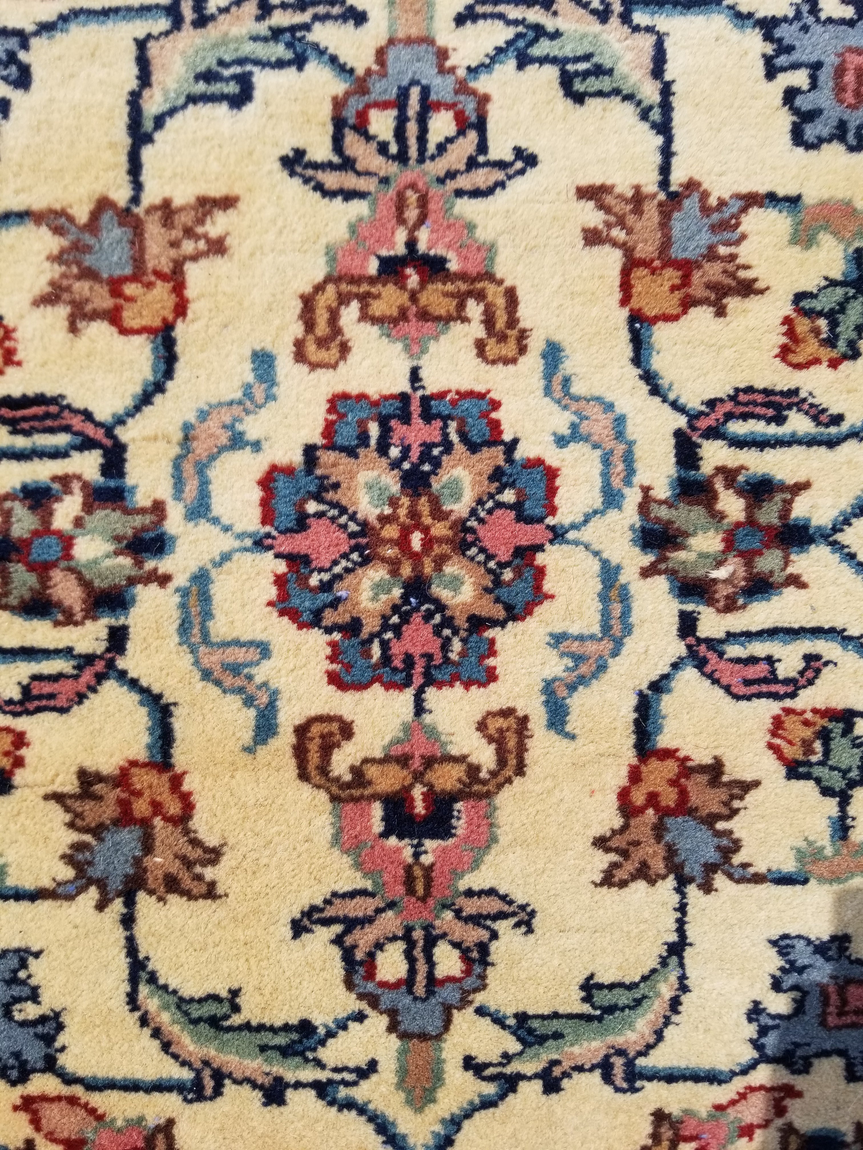 Antique Traditional Handmade Floral Wool Multicolor Runner Rug 373x76cm
