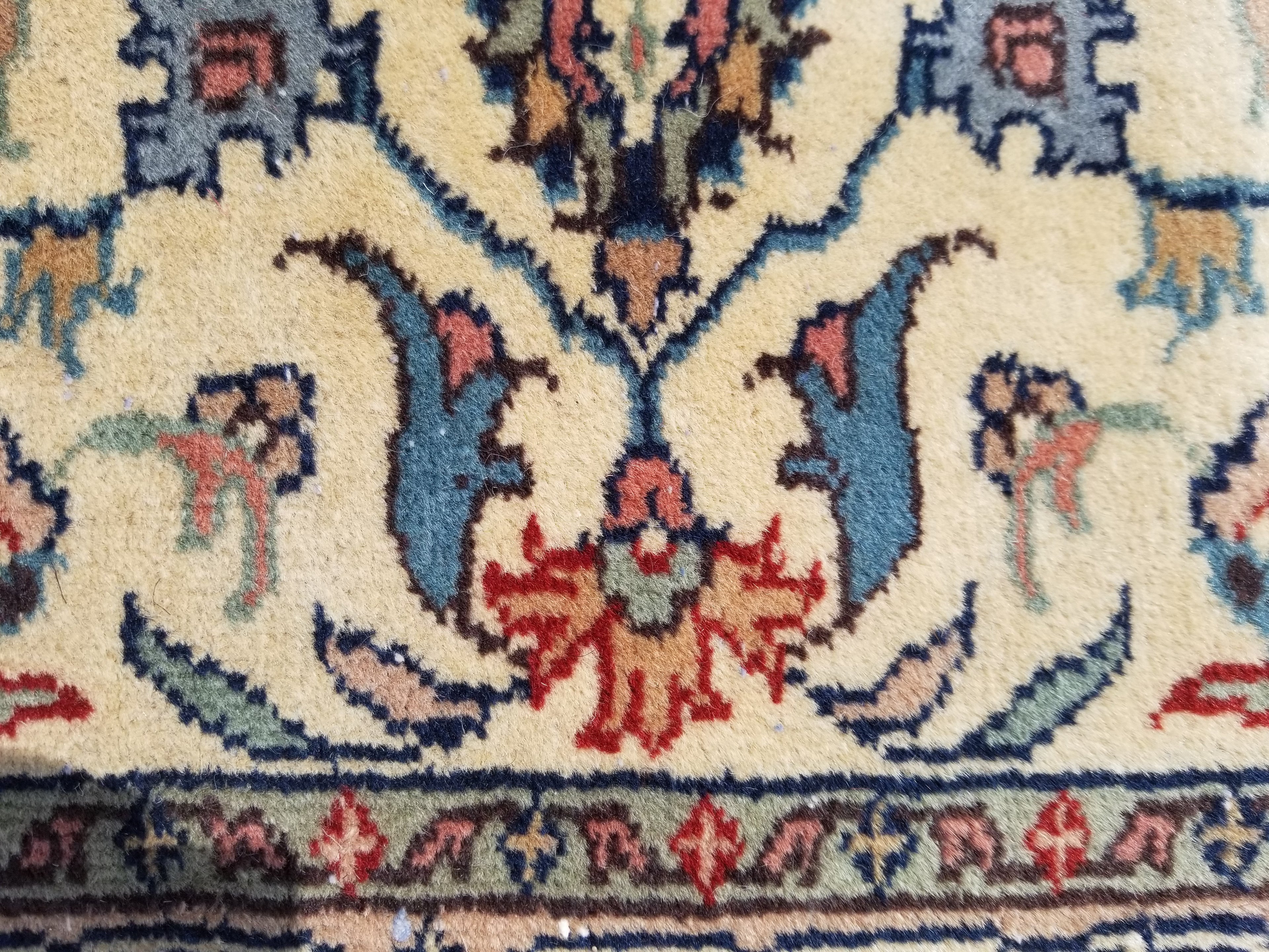 Antique Traditional Handmade Floral Wool Multicolor Runner Rug 373x76cm