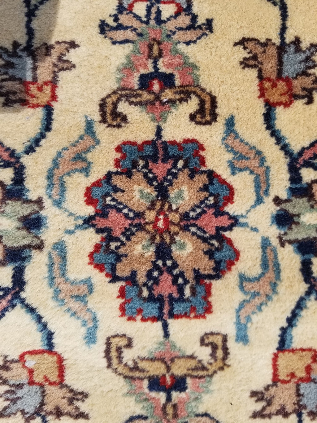 Antique Traditional Handmade Floral Wool Multicolor Runner Rug 373x76cm