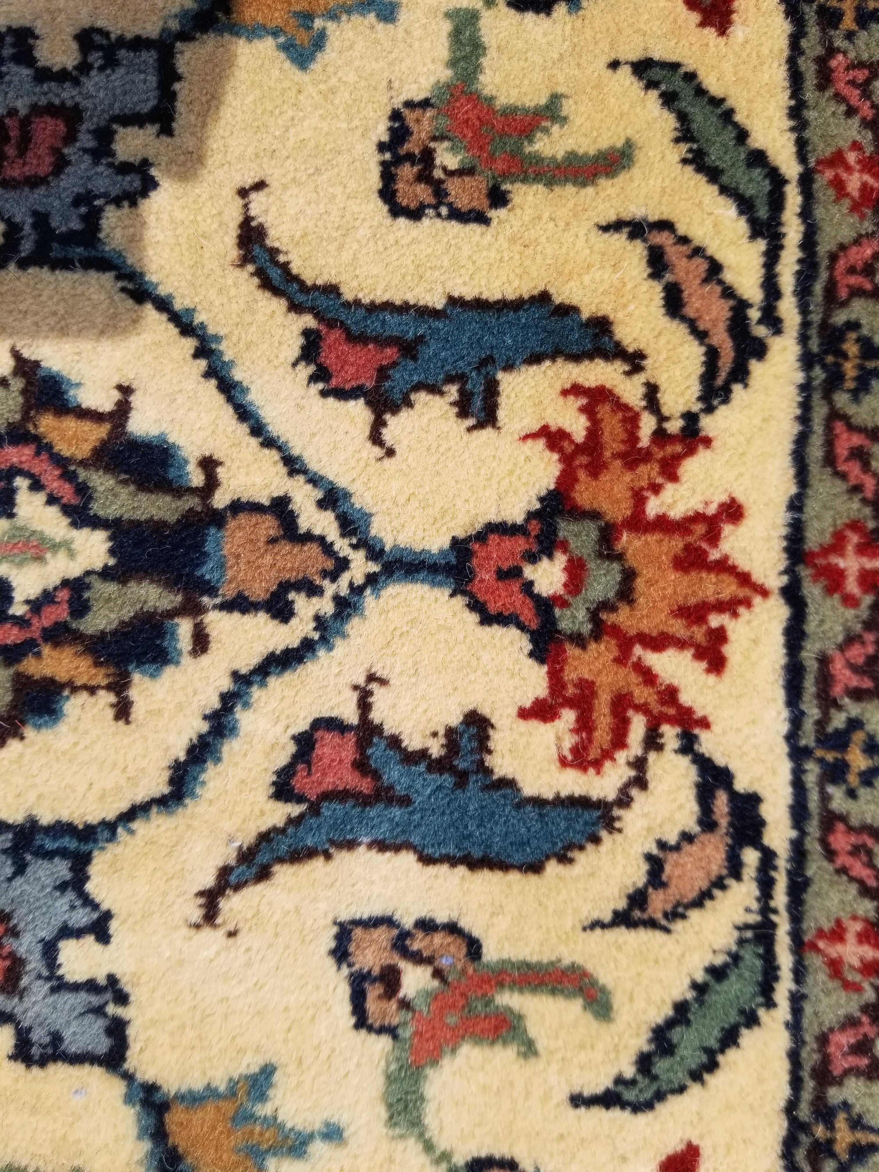 Antique Traditional Handmade Floral Wool Multicolor Runner Rug 373x76cm