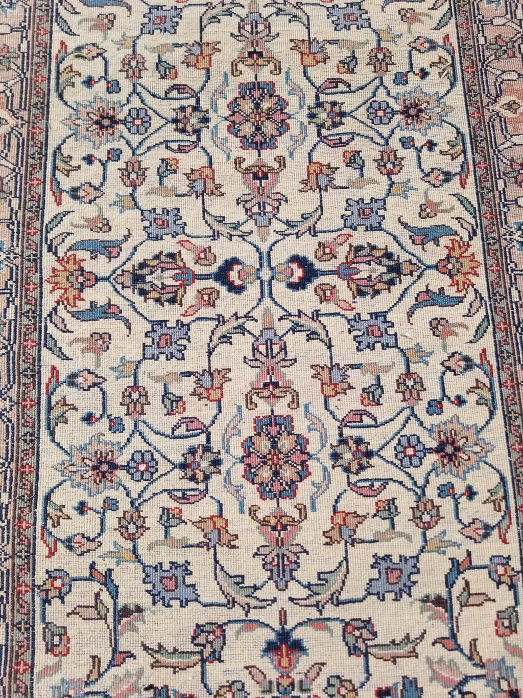 Antique Traditional Handmade Floral Wool Multicolor Runner Rug 373x76cm