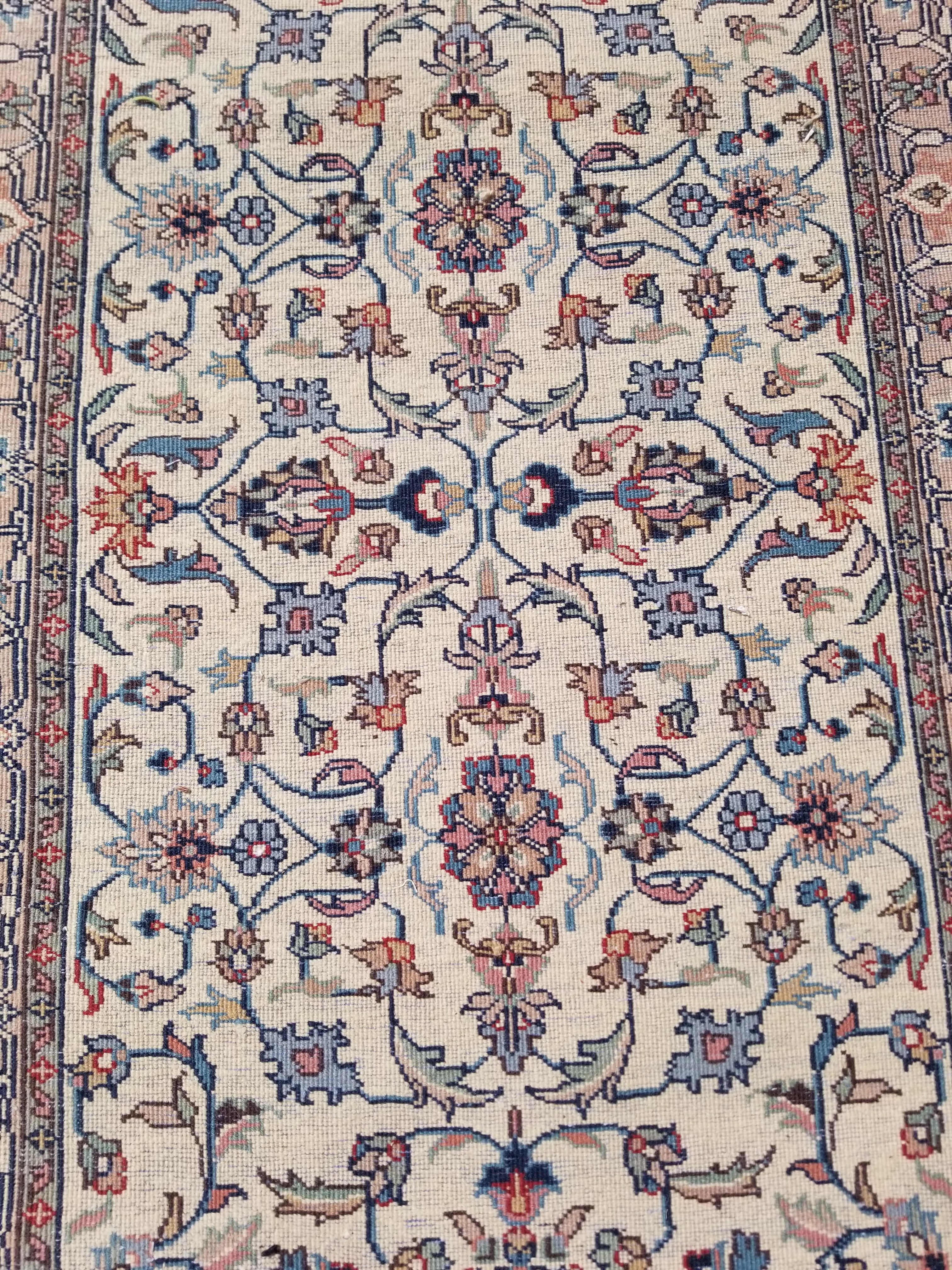 Antique Traditional Handmade Floral Wool Multicolor Runner Rug 373x76cm