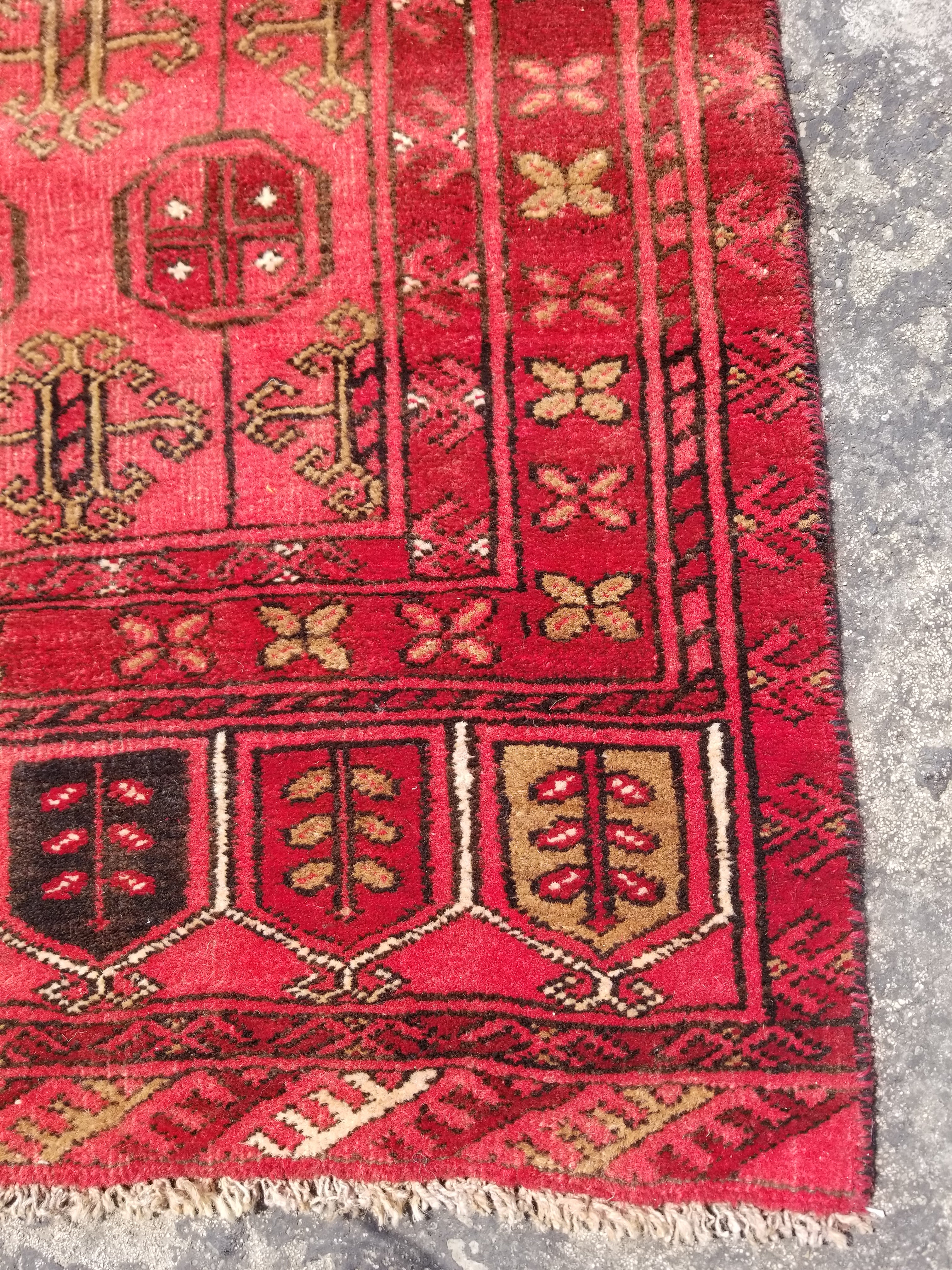 Vintage Traditional Handmade Afghan Turkmen Wool Multicolor Rug 99x71cm