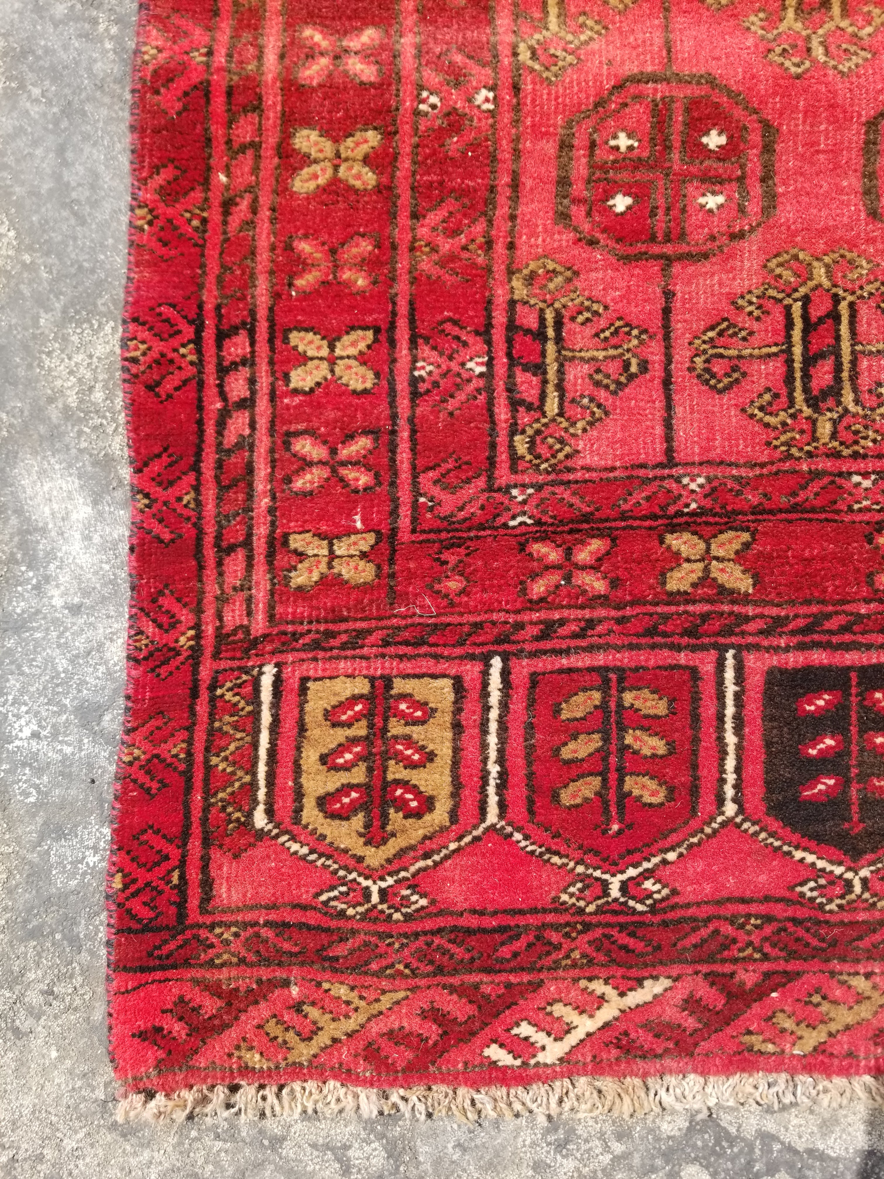 Vintage Traditional Handmade Afghan Turkmen Wool Multicolor Rug 99x71cm