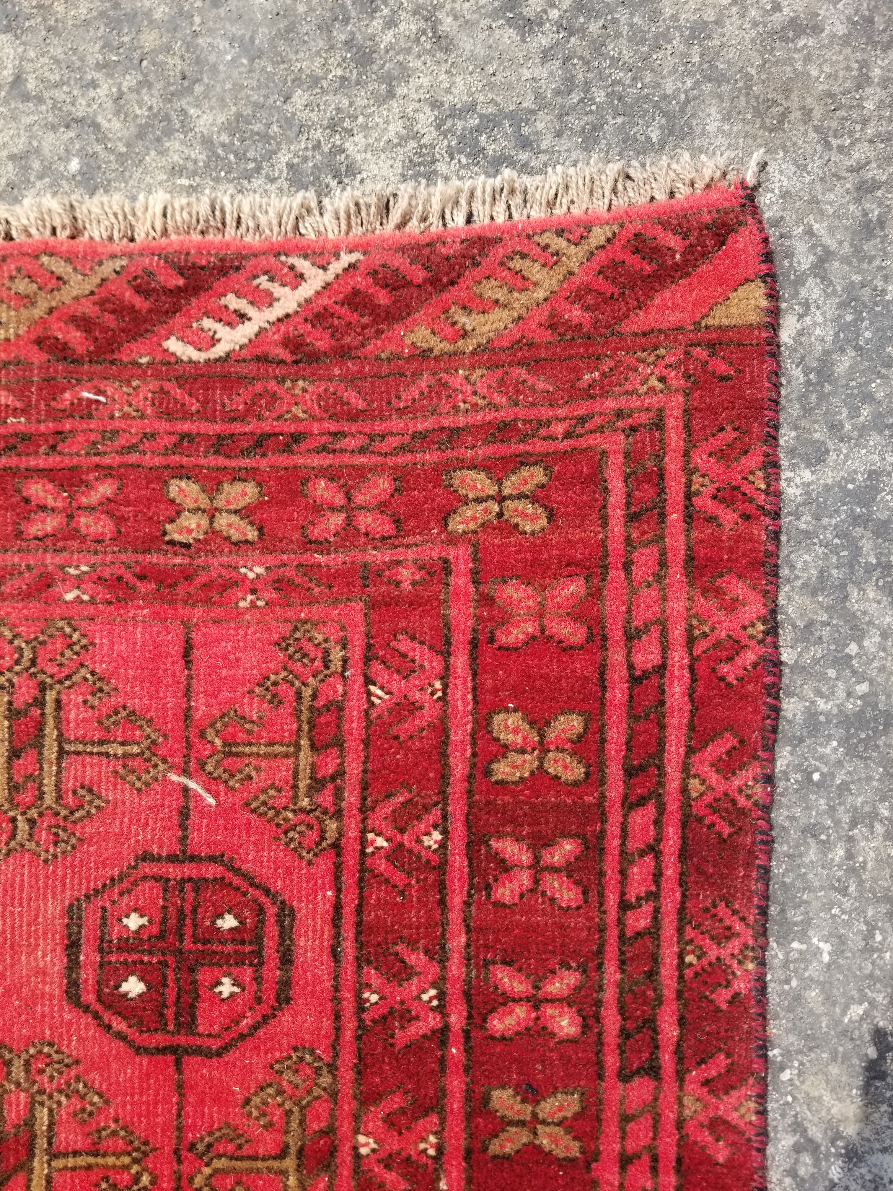 Vintage Traditional Handmade Afghan Turkmen Wool Multicolor Rug 99x71cm