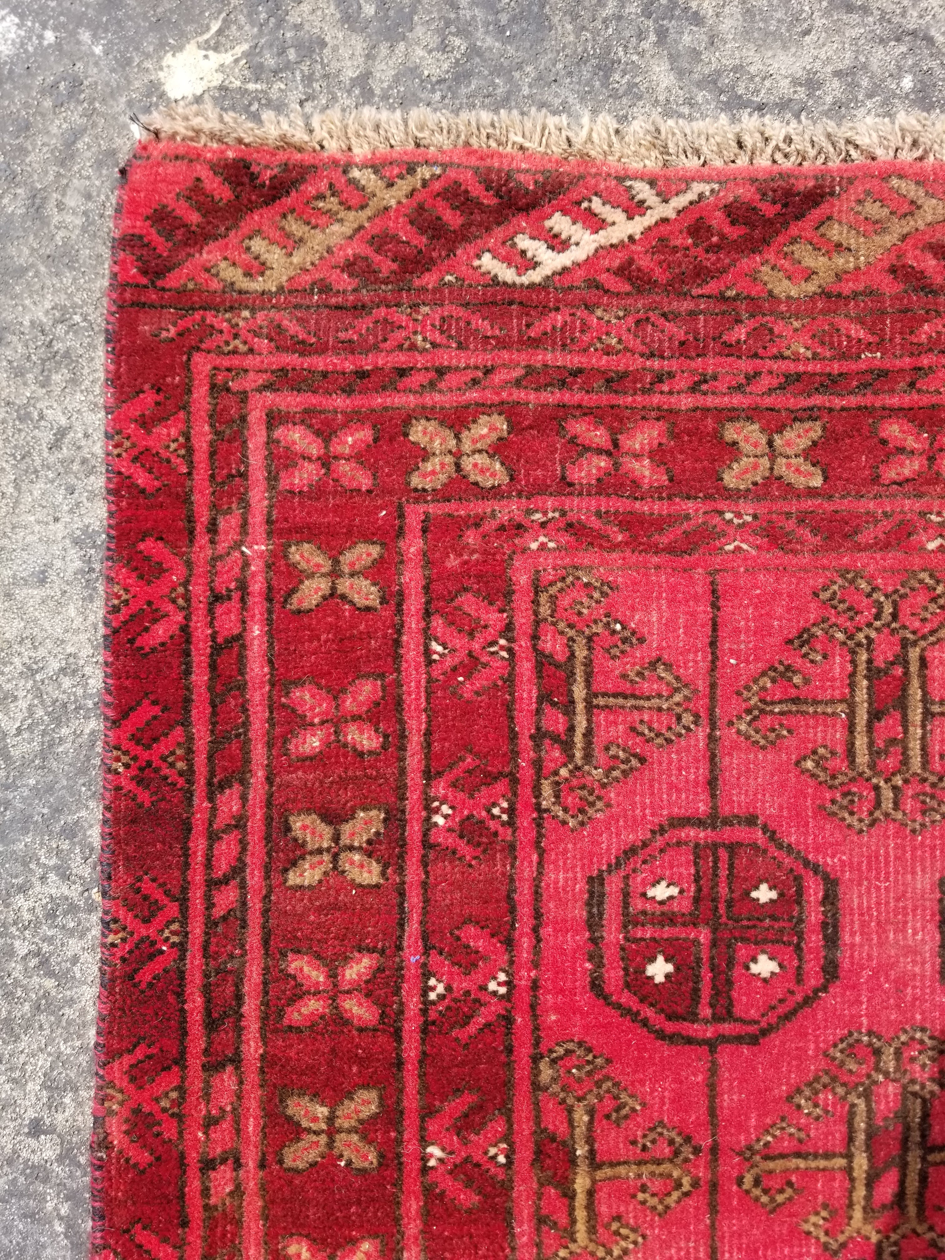 Vintage Traditional Handmade Afghan Turkmen Wool Multicolor Rug 99x71cm