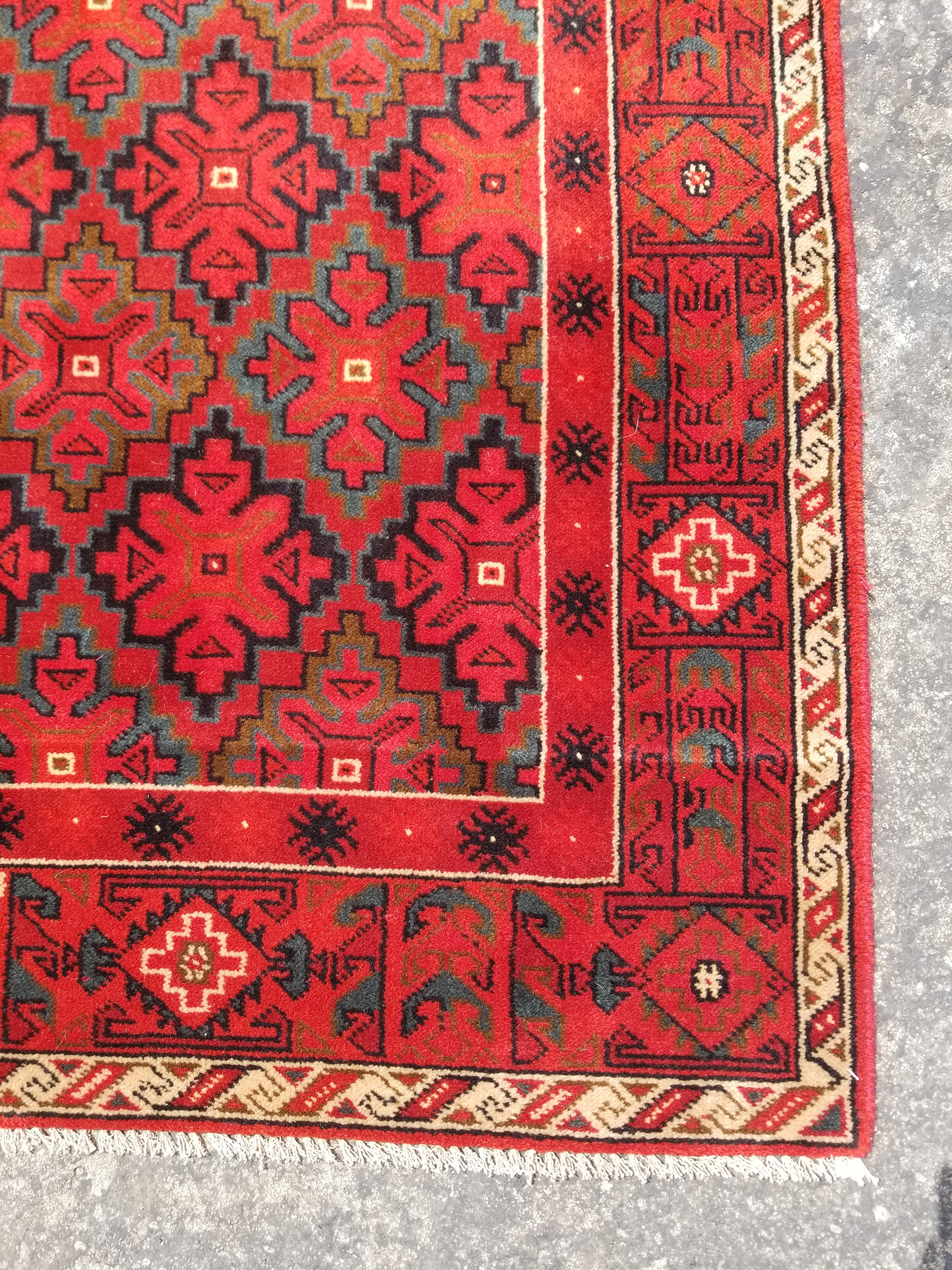 Vintage Traditional Handmade Afghan Turkmen Wool Multicolor Runner Rug 177x83cm