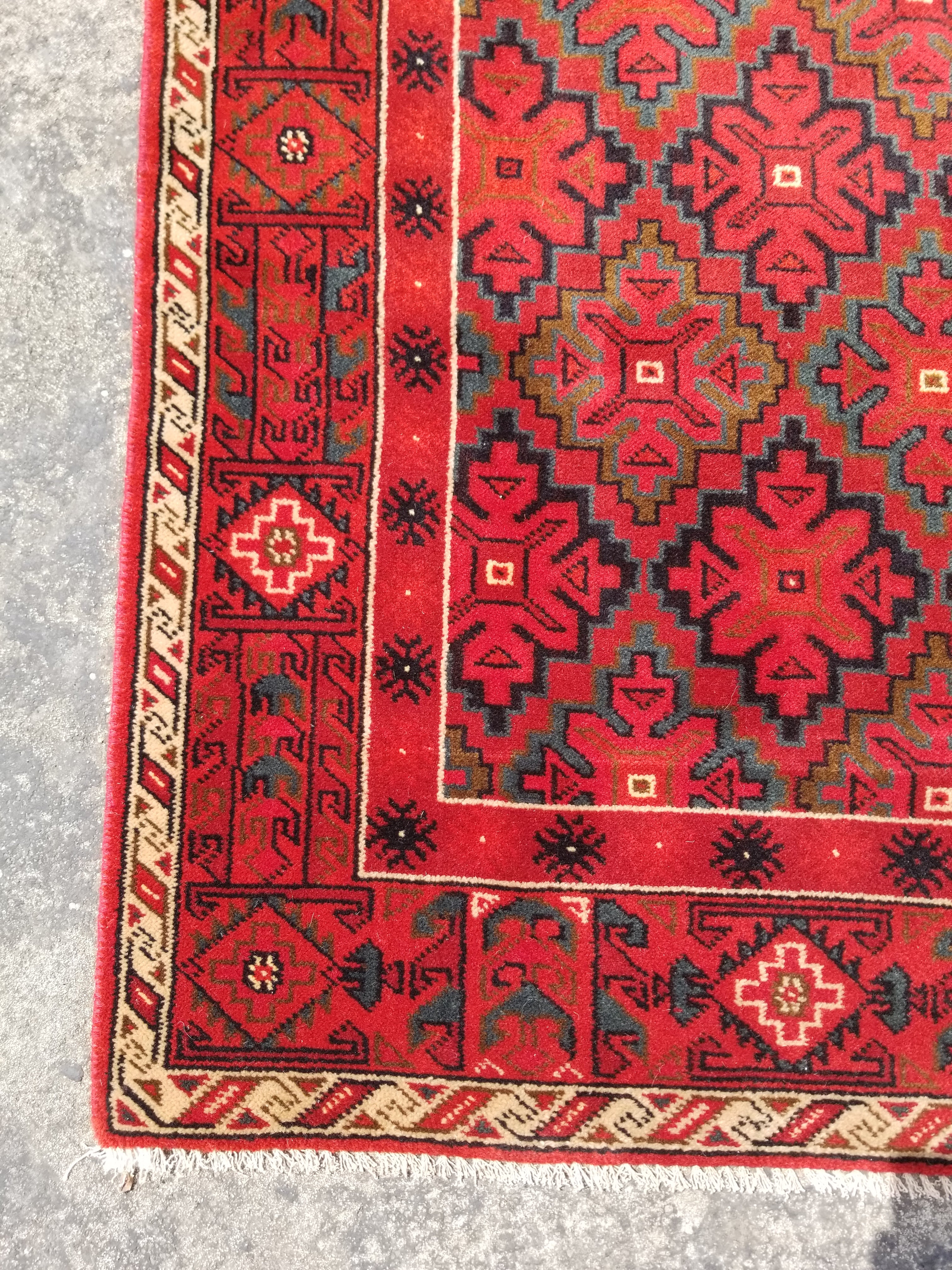 Vintage Traditional Handmade Afghan Turkmen Wool Multicolor Runner Rug 177x83cm