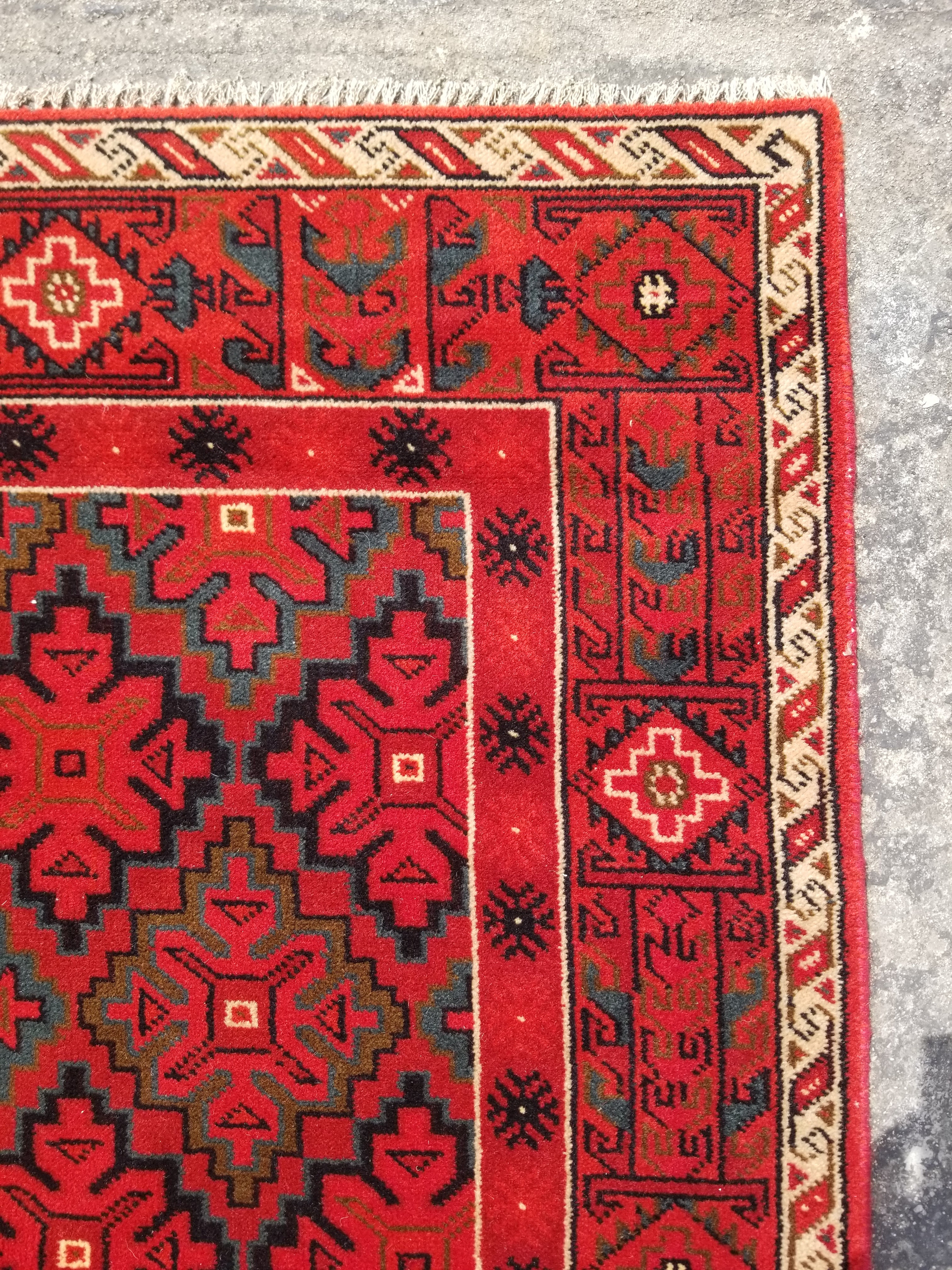 Vintage Traditional Handmade Afghan Turkmen Wool Multicolor Runner Rug 177x83cm