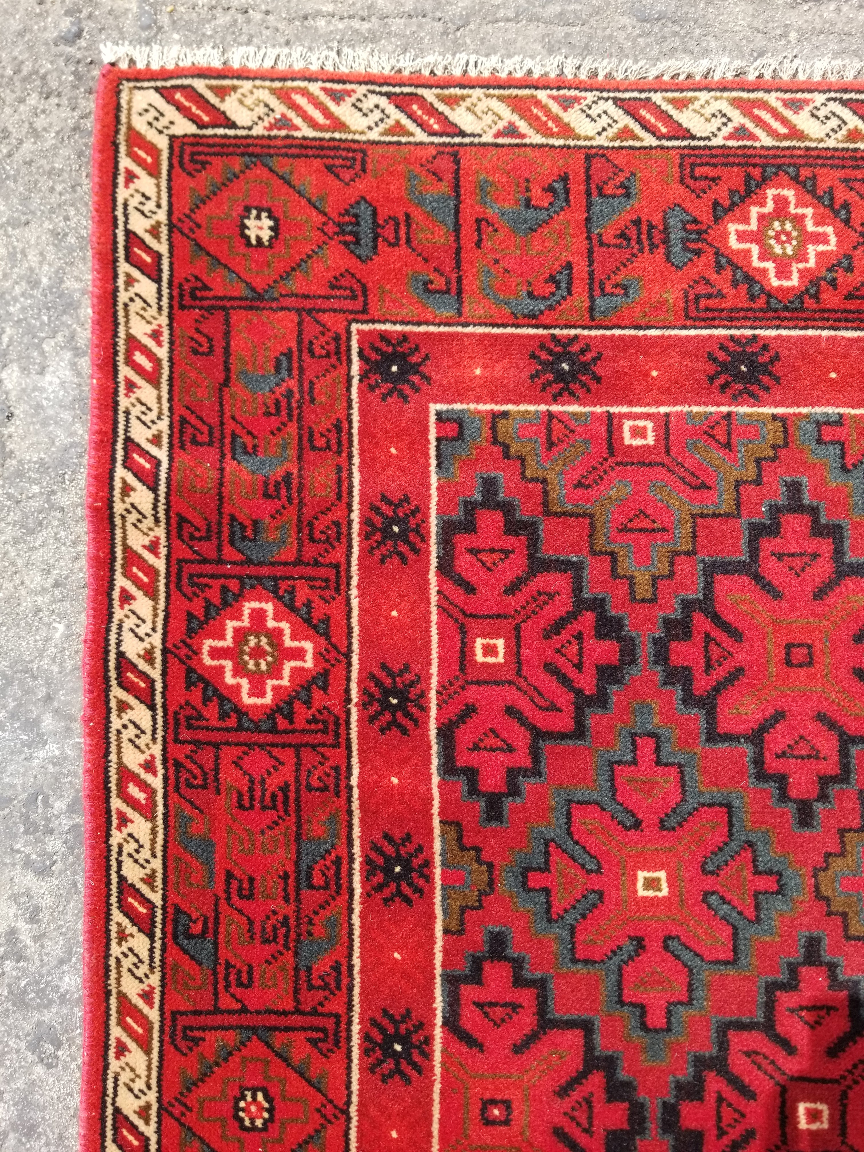 Vintage Traditional Handmade Afghan Turkmen Wool Multicolor Runner Rug 177x83cm