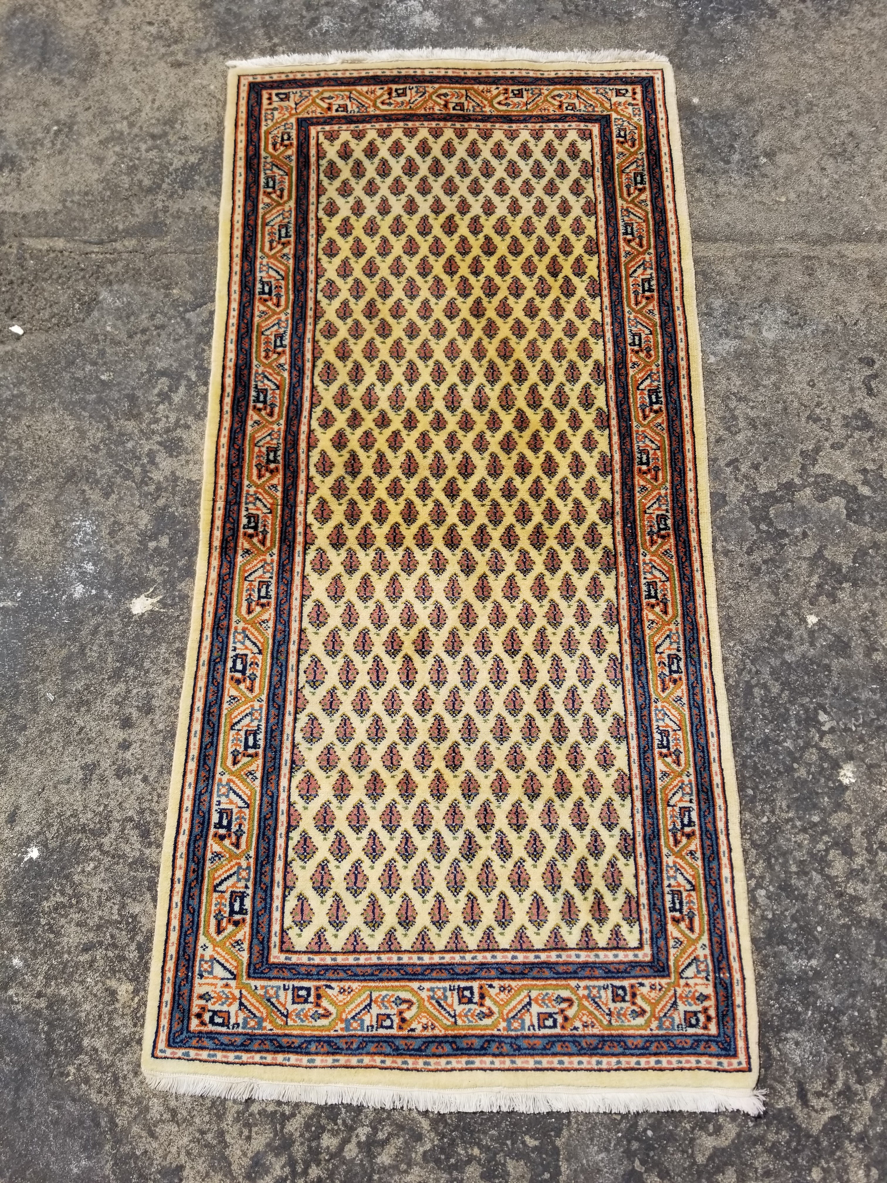Vintage Traditional Handmade Sarough Mir Wool Multicolor Runner Rug 144x71cm