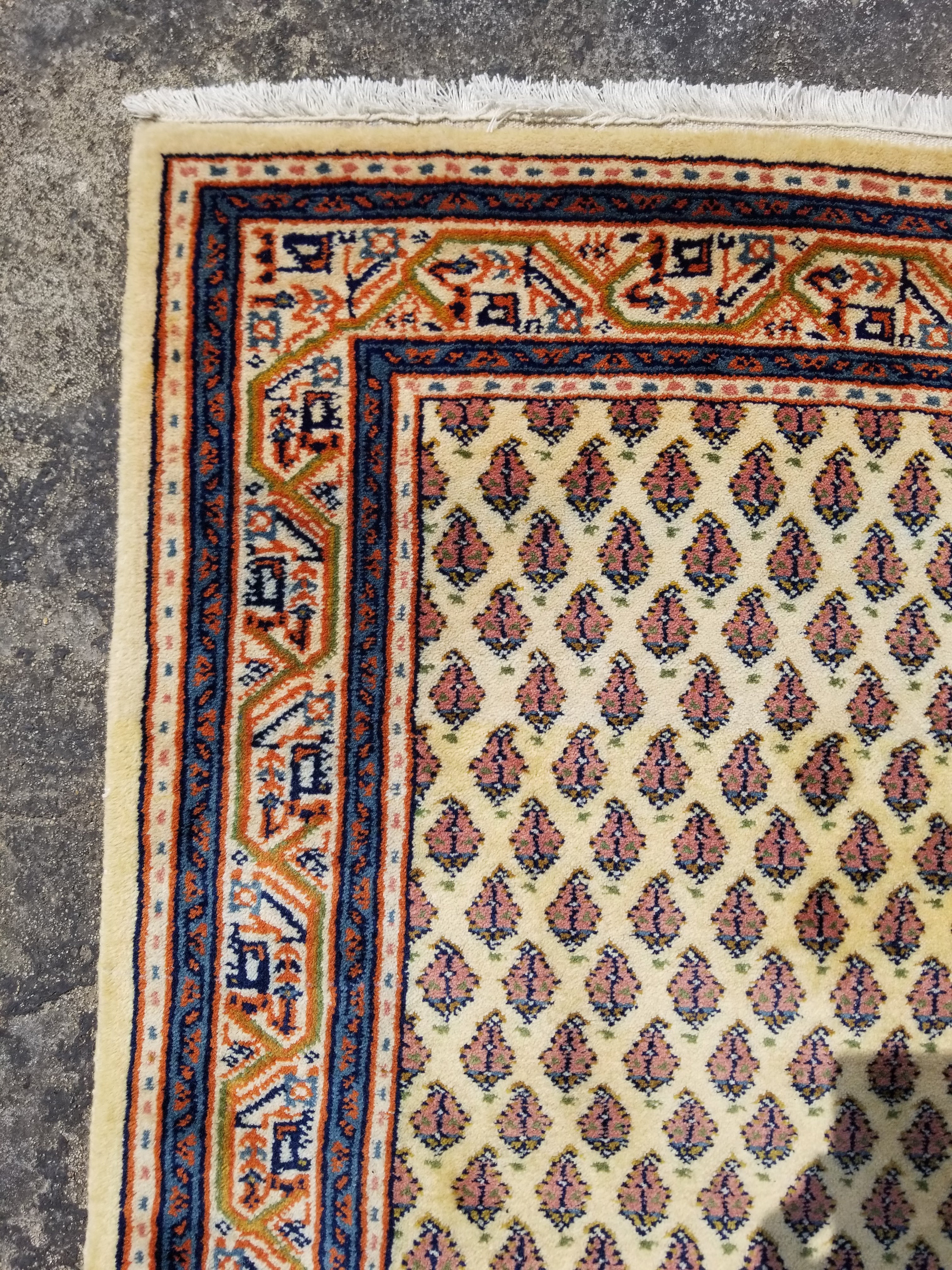 Vintage Traditional Handmade Sarough Mir Wool Multicolor Runner Rug 144x71cm