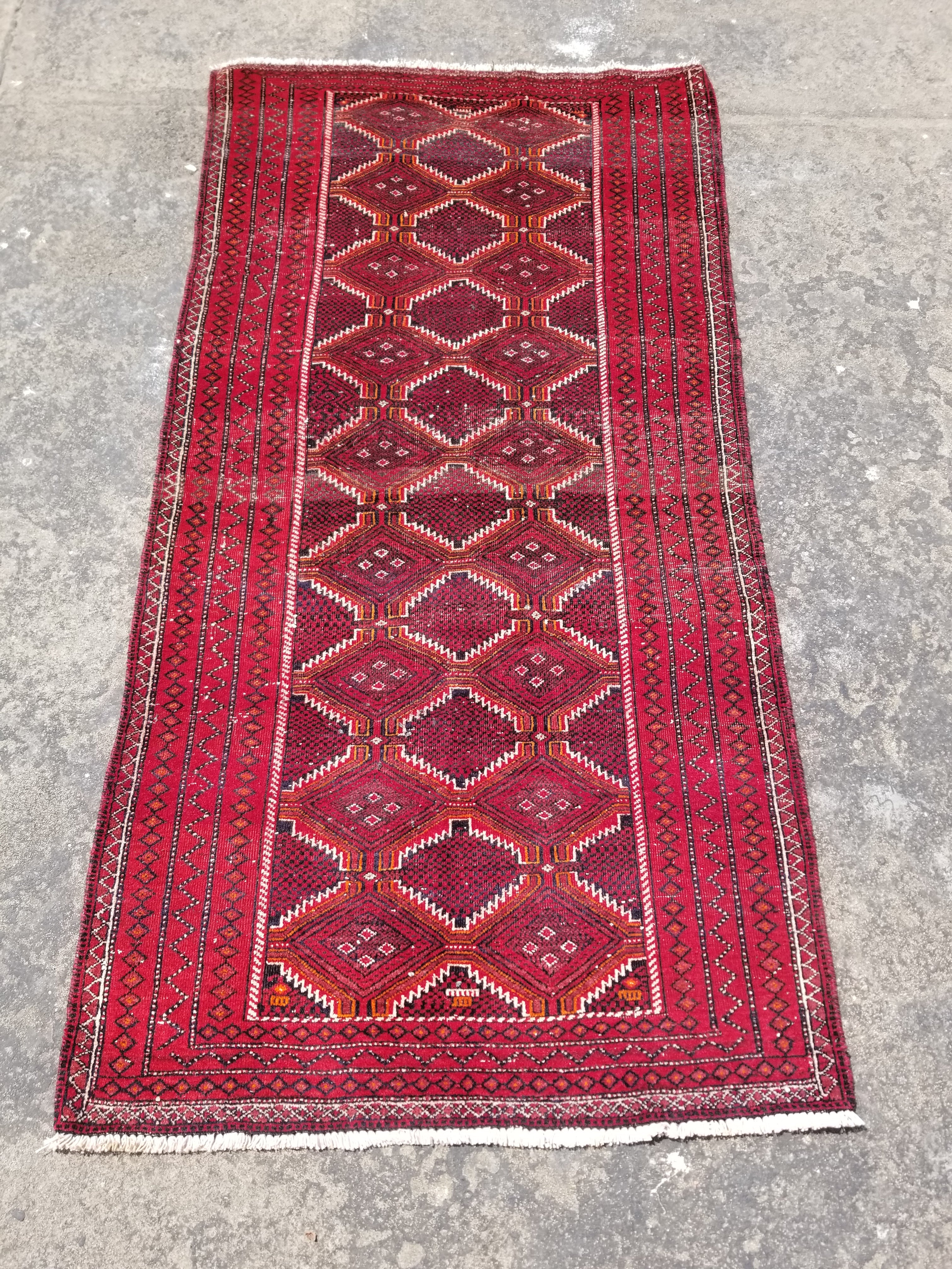 Vintage Traditional Handmade Afghan Wool Multicolor Rug 177x91cm