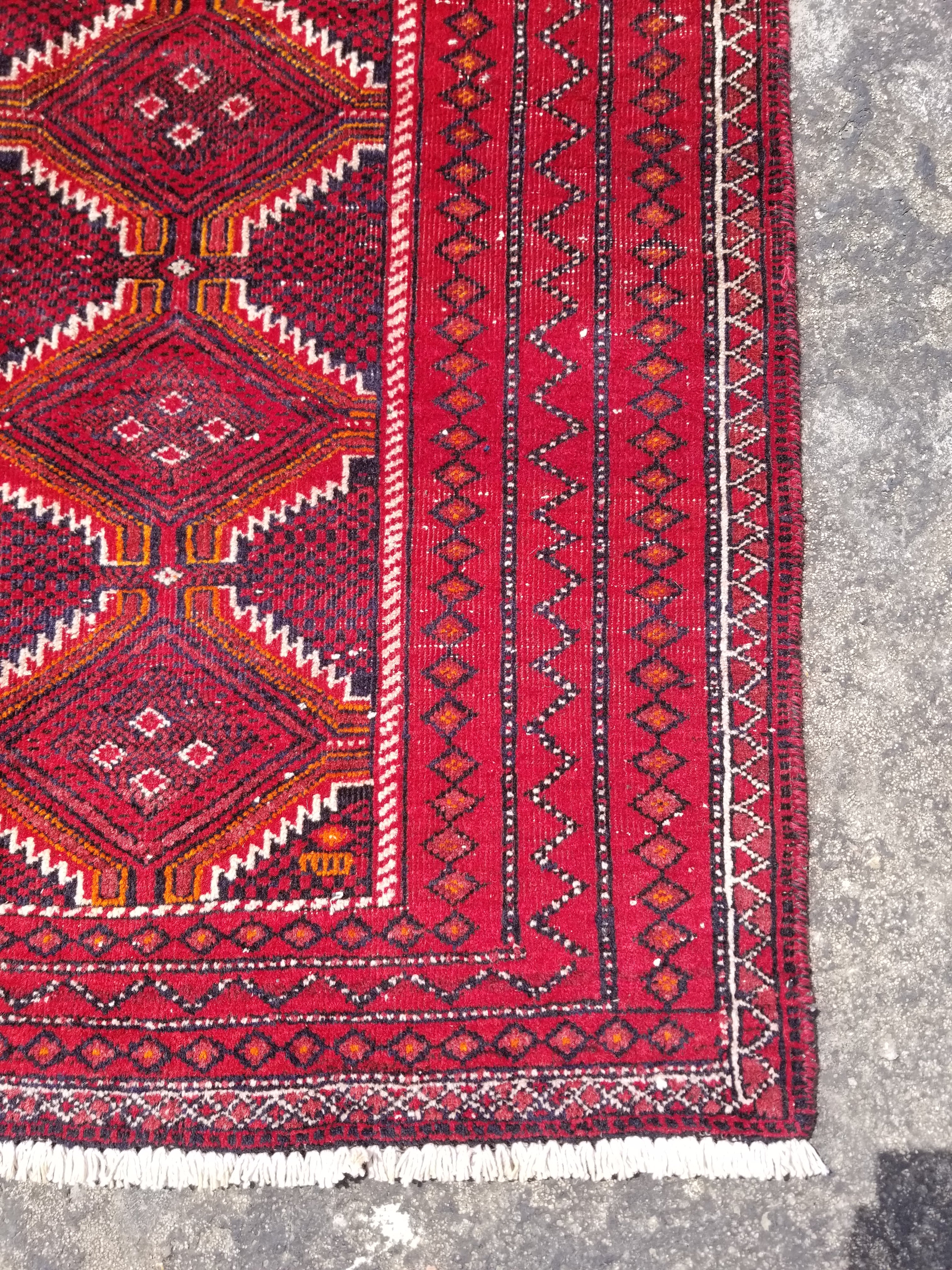 Vintage Traditional Handmade Afghan Wool Multicolor Rug 177x91cm