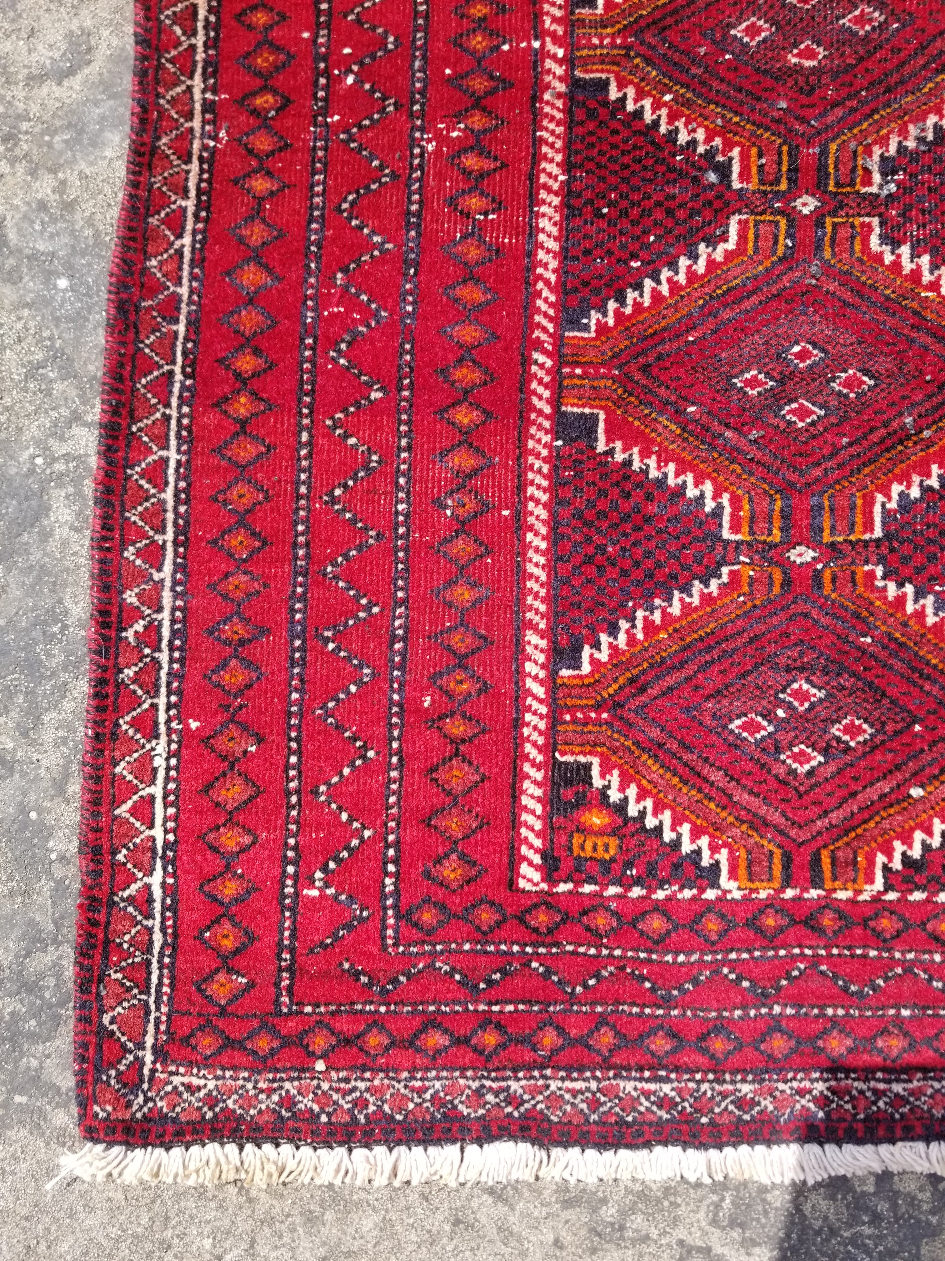 Vintage Traditional Handmade Afghan Wool Multicolor Rug 177x91cm