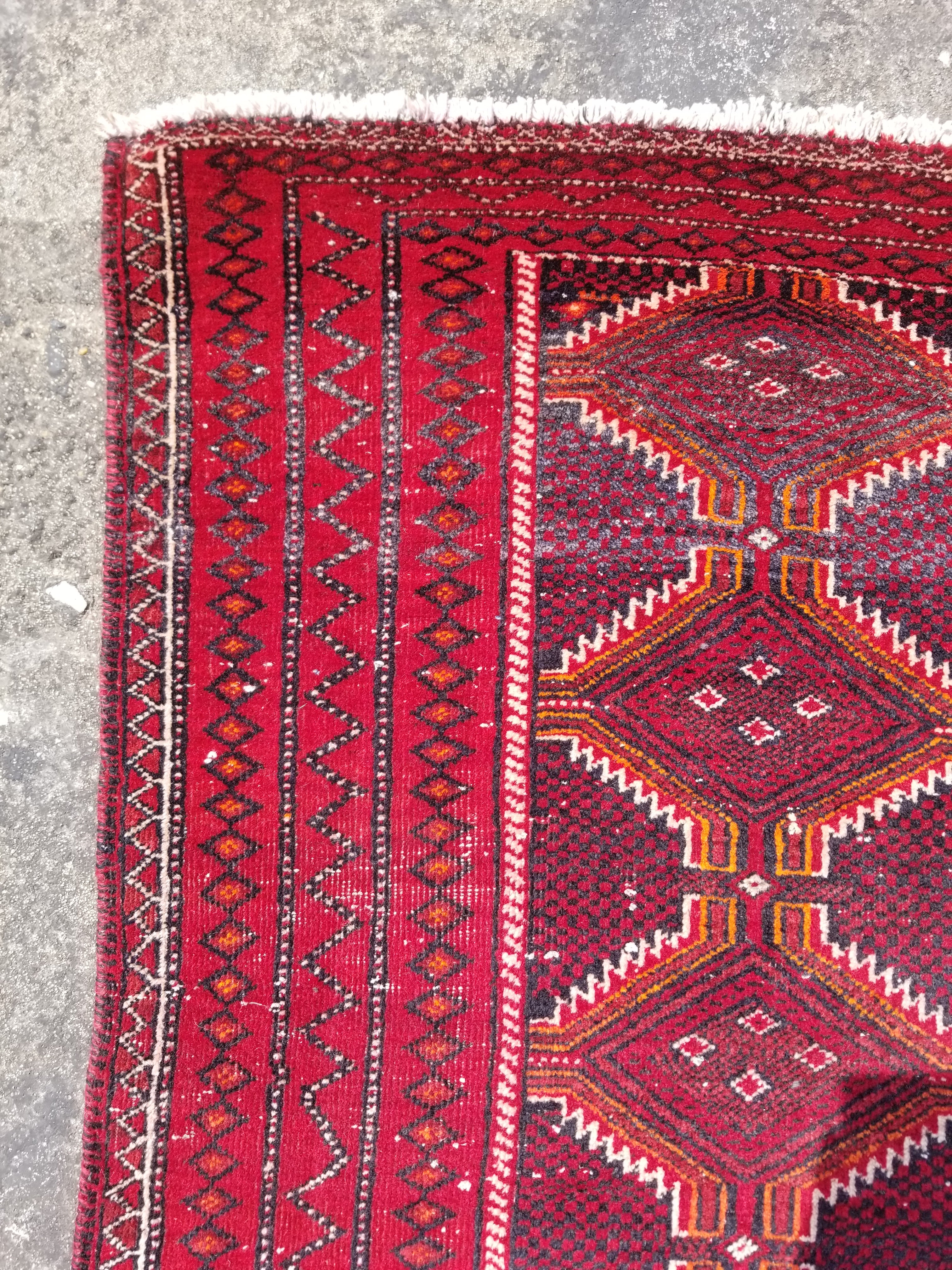 Vintage Traditional Handmade Afghan Wool Multicolor Rug 177x91cm