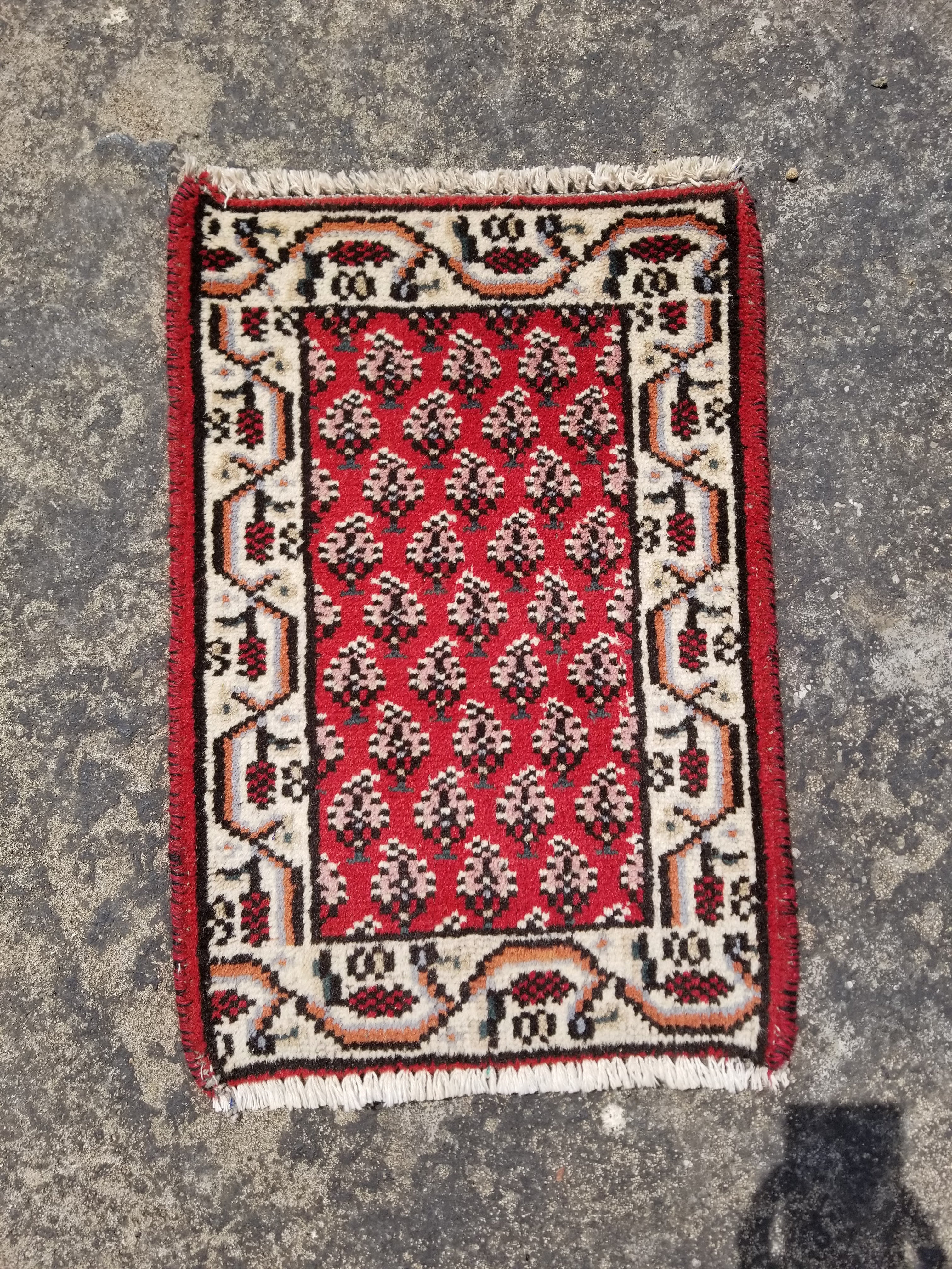 Vintage Traditional Handmade Sarough Mir Wool Multicolor Rug 55x40cm