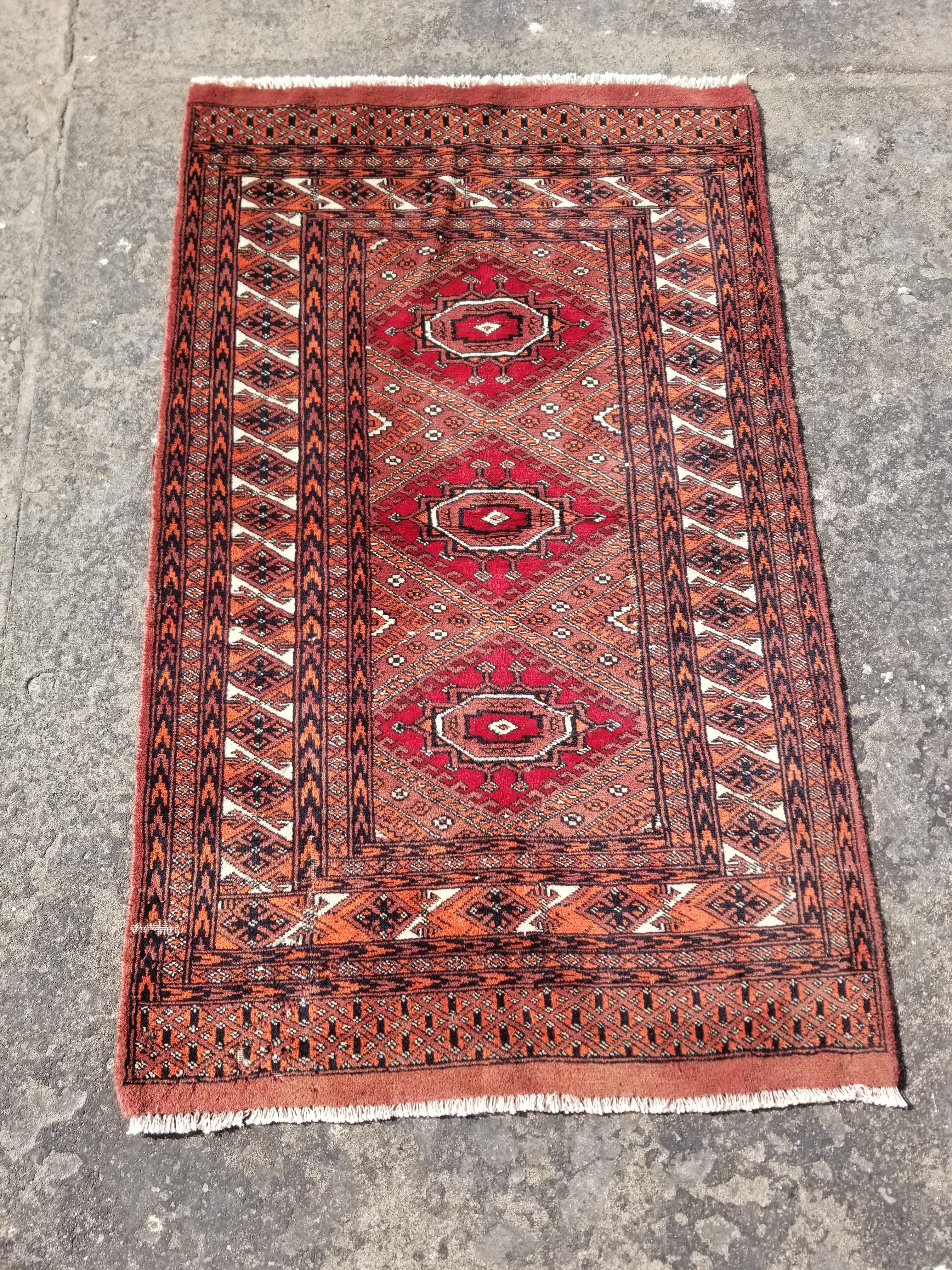 Vintage Traditional Handmade Afghan Wool Multicolor Rug 152x93cm
