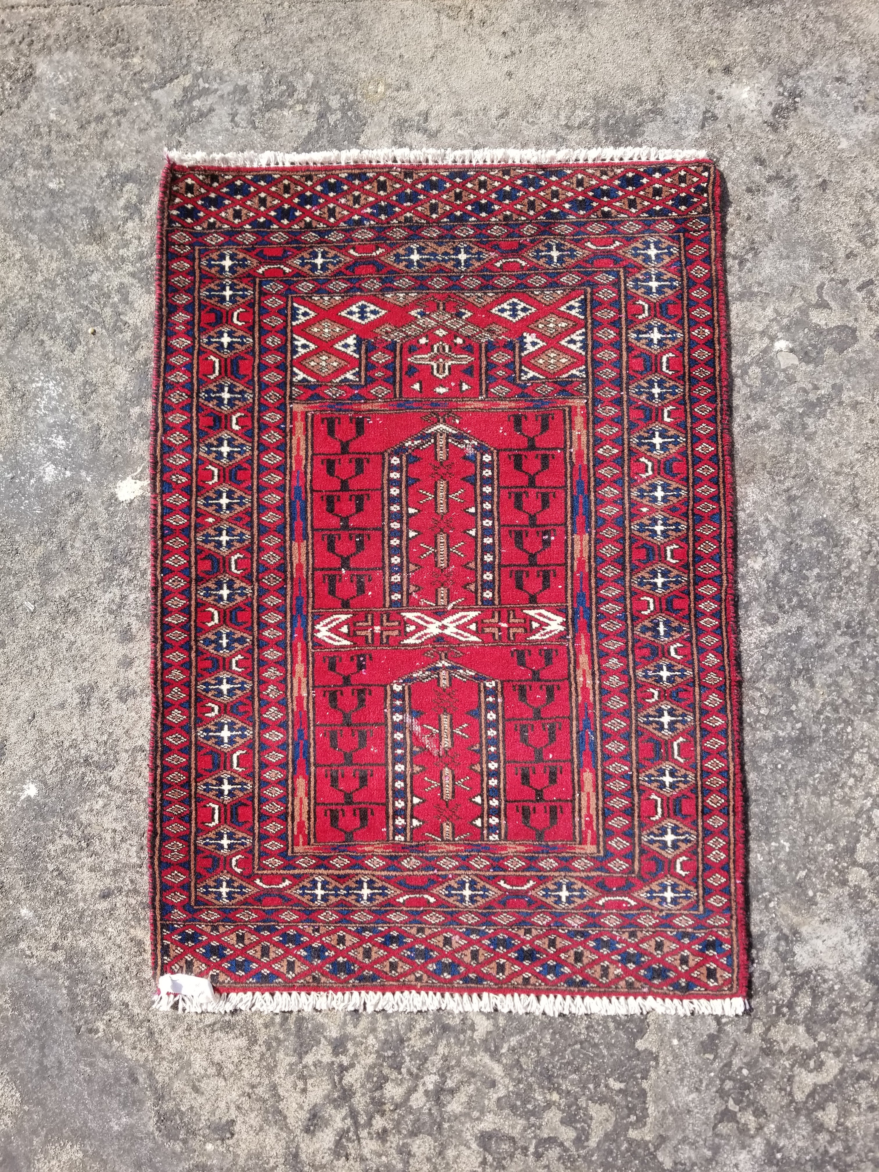 Vintage Traditional Handmade Afghan Wool Multicolor Rug 86x60cm