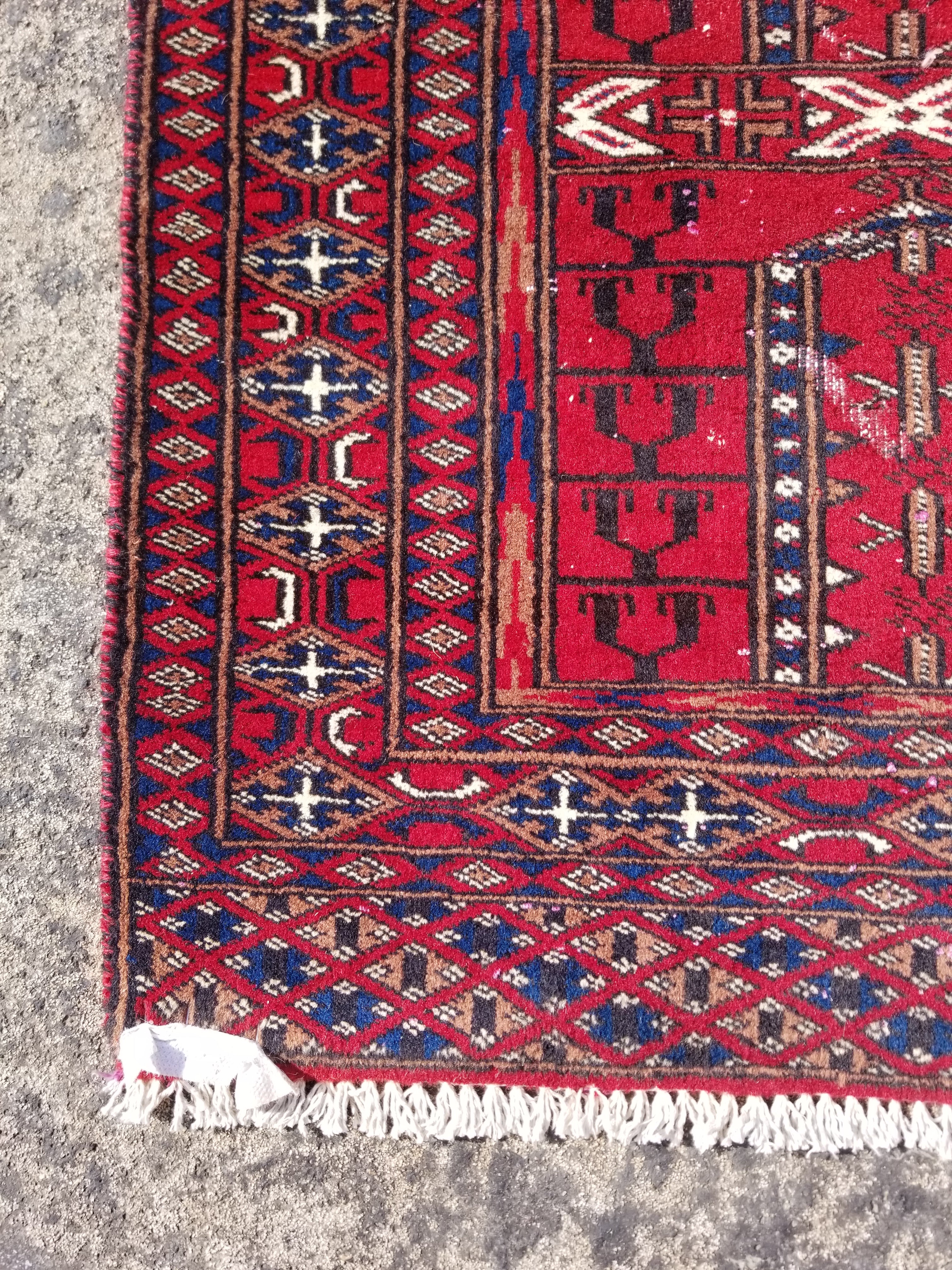Vintage Traditional Handmade Afghan Wool Multicolor Rug 86x60cm