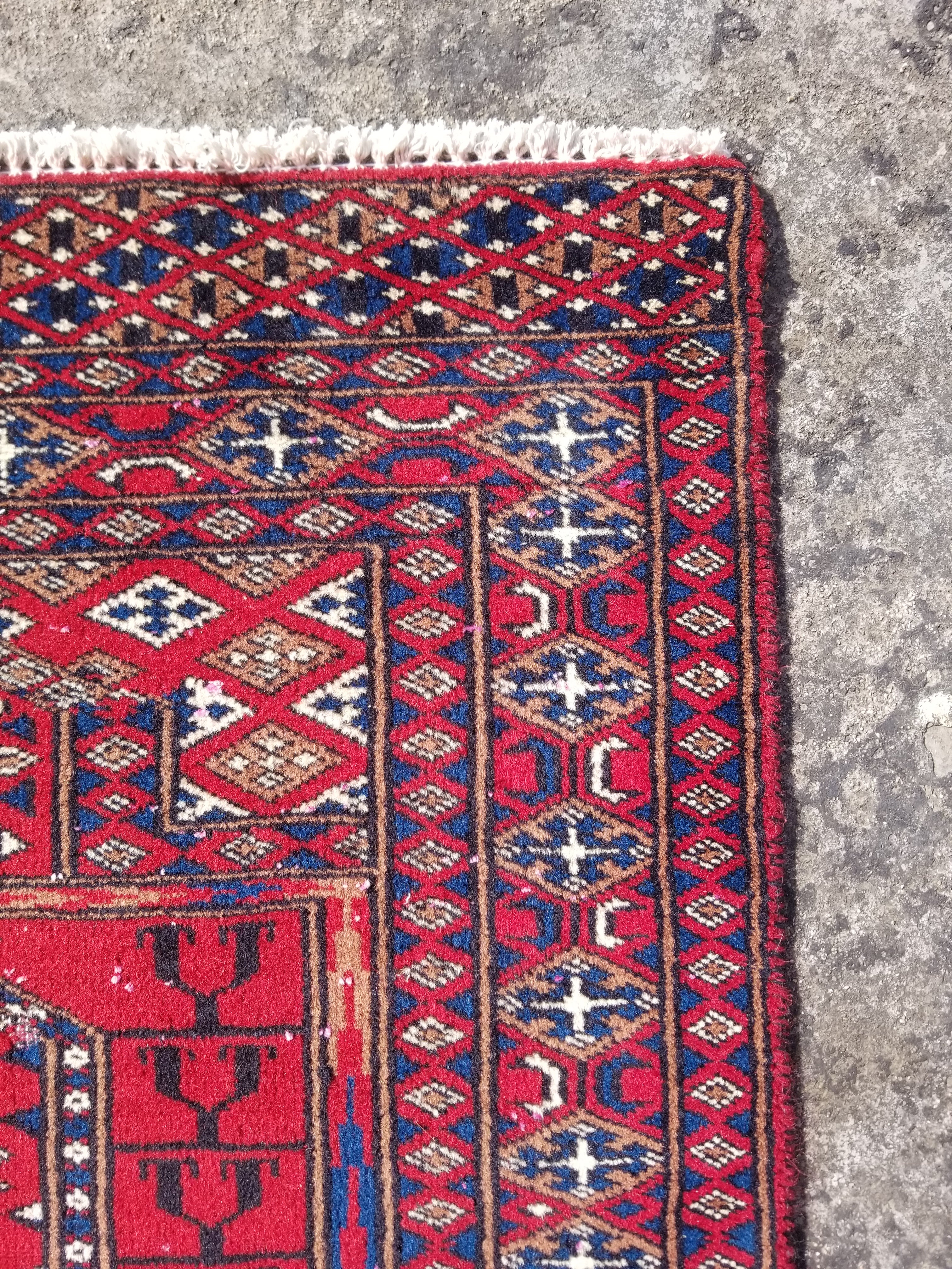 Vintage Traditional Handmade Afghan Wool Multicolor Rug 86x60cm