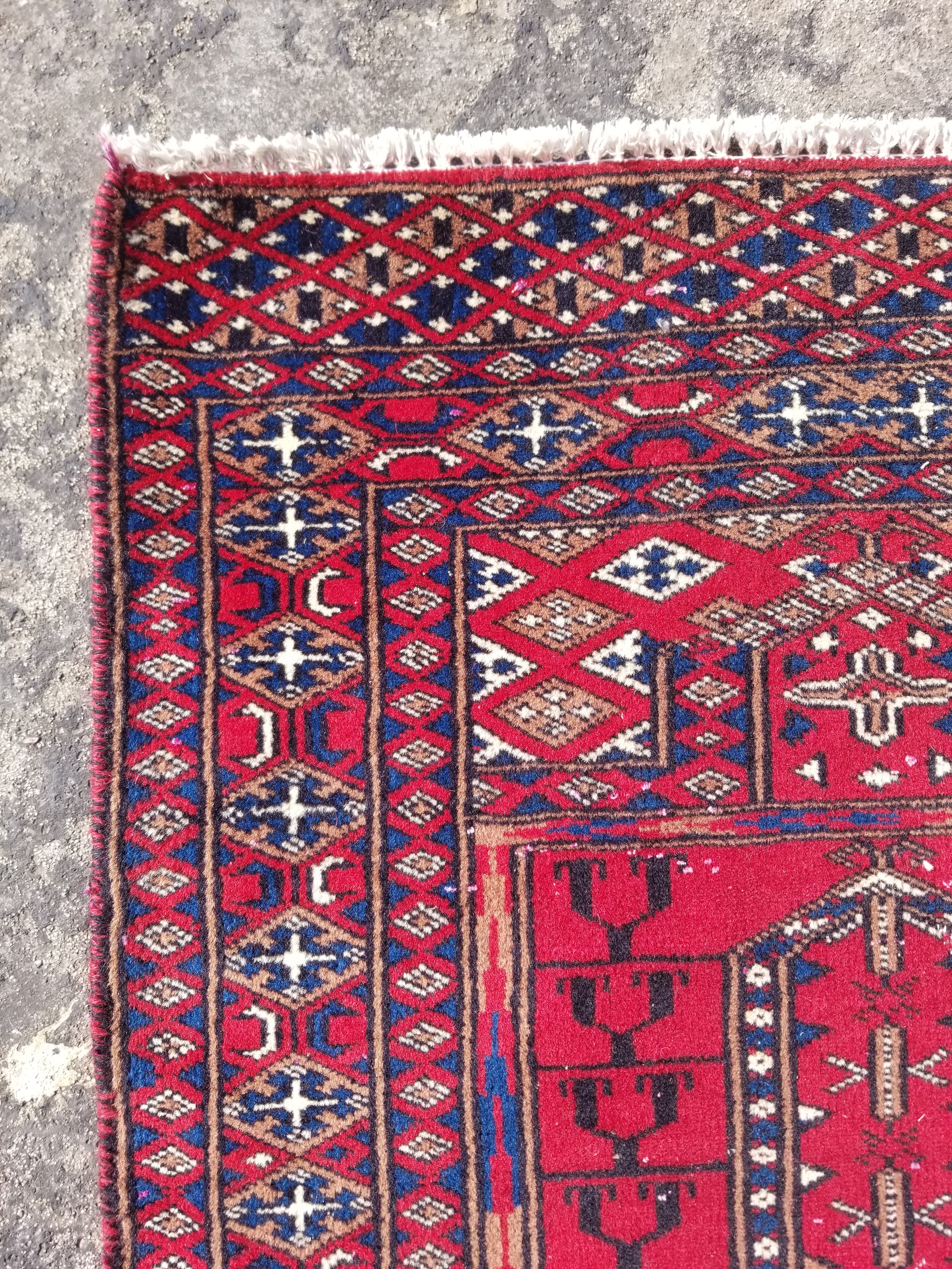 Vintage Traditional Handmade Afghan Wool Multicolor Rug 86x60cm