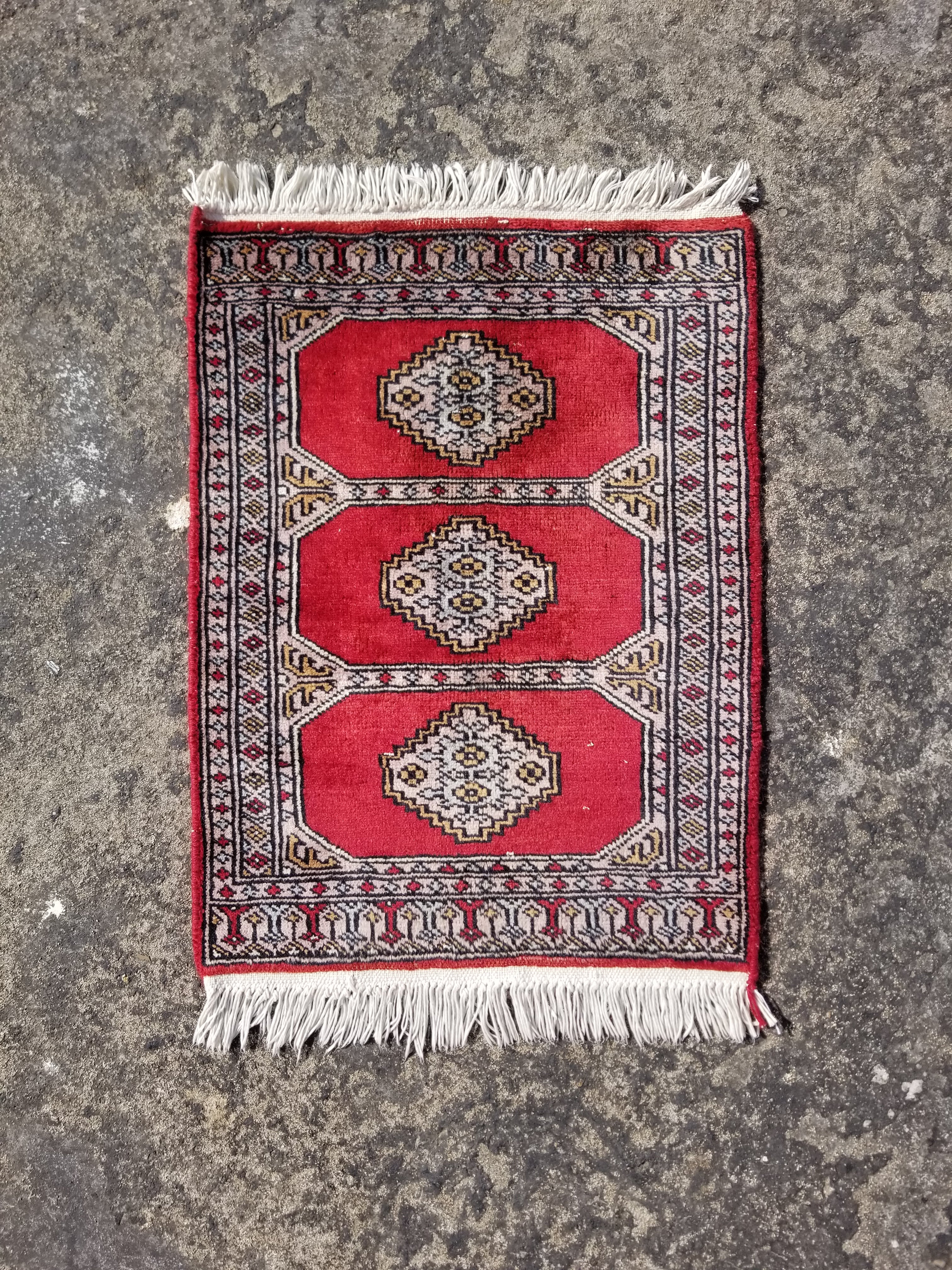 Vintage Traditional Handmade Bokhara Wool Multicolor Rug 63x45cm