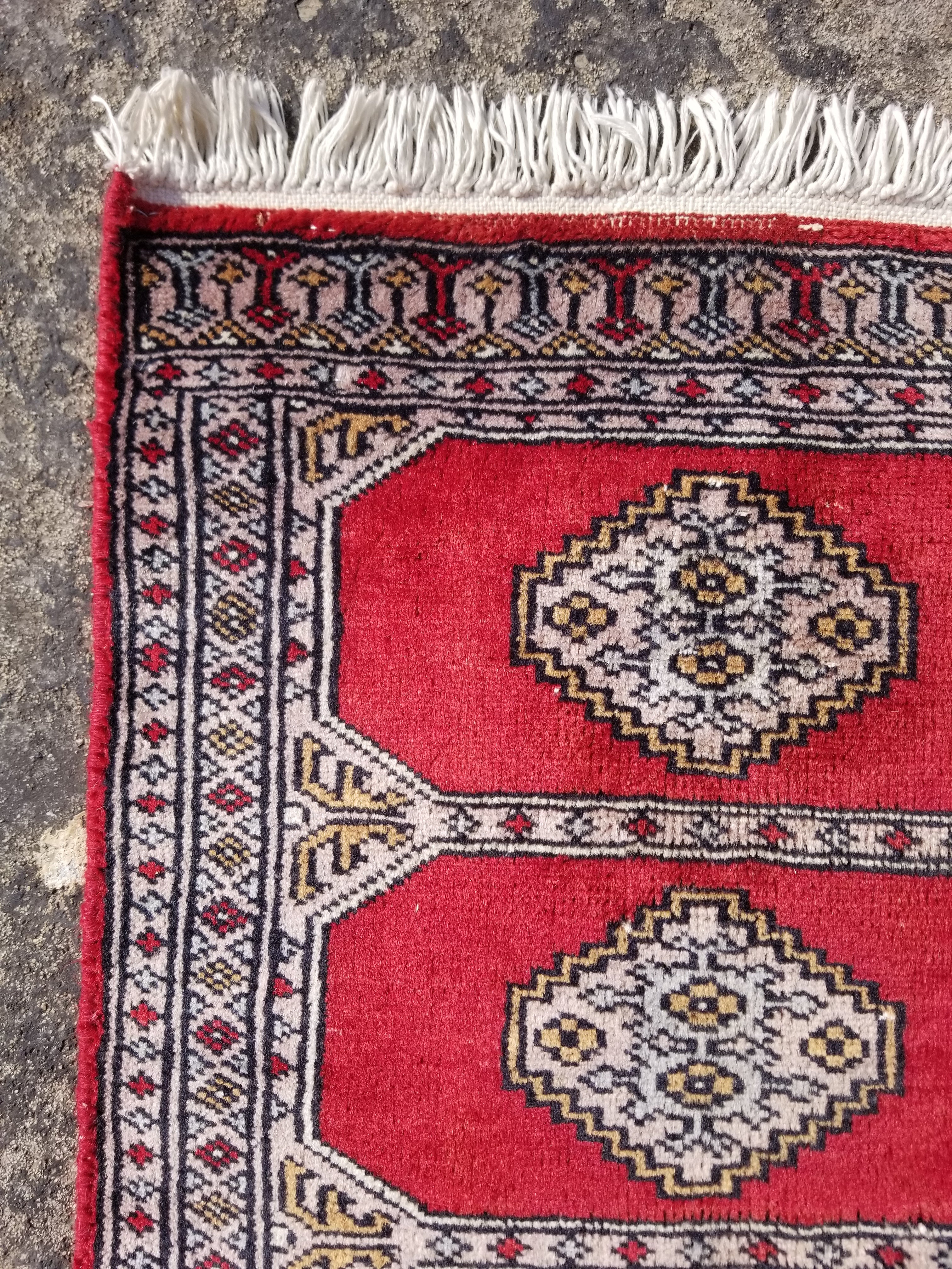Vintage Traditional Handmade Bokhara Wool Multicolor Rug 63x45cm