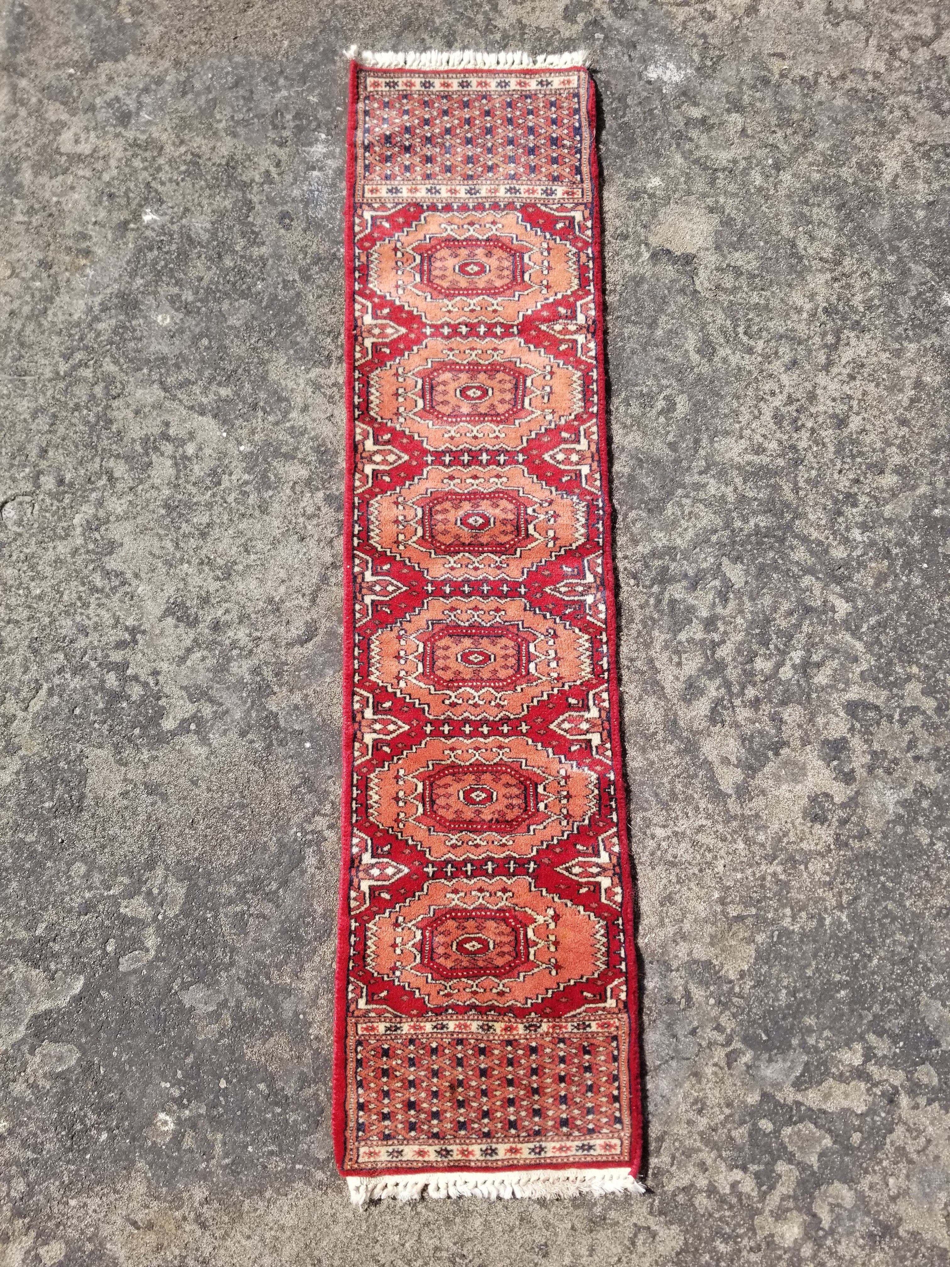 Vintage Traditional Handmade Karajeh Wool Multicolor Runner Rug 127x30cm