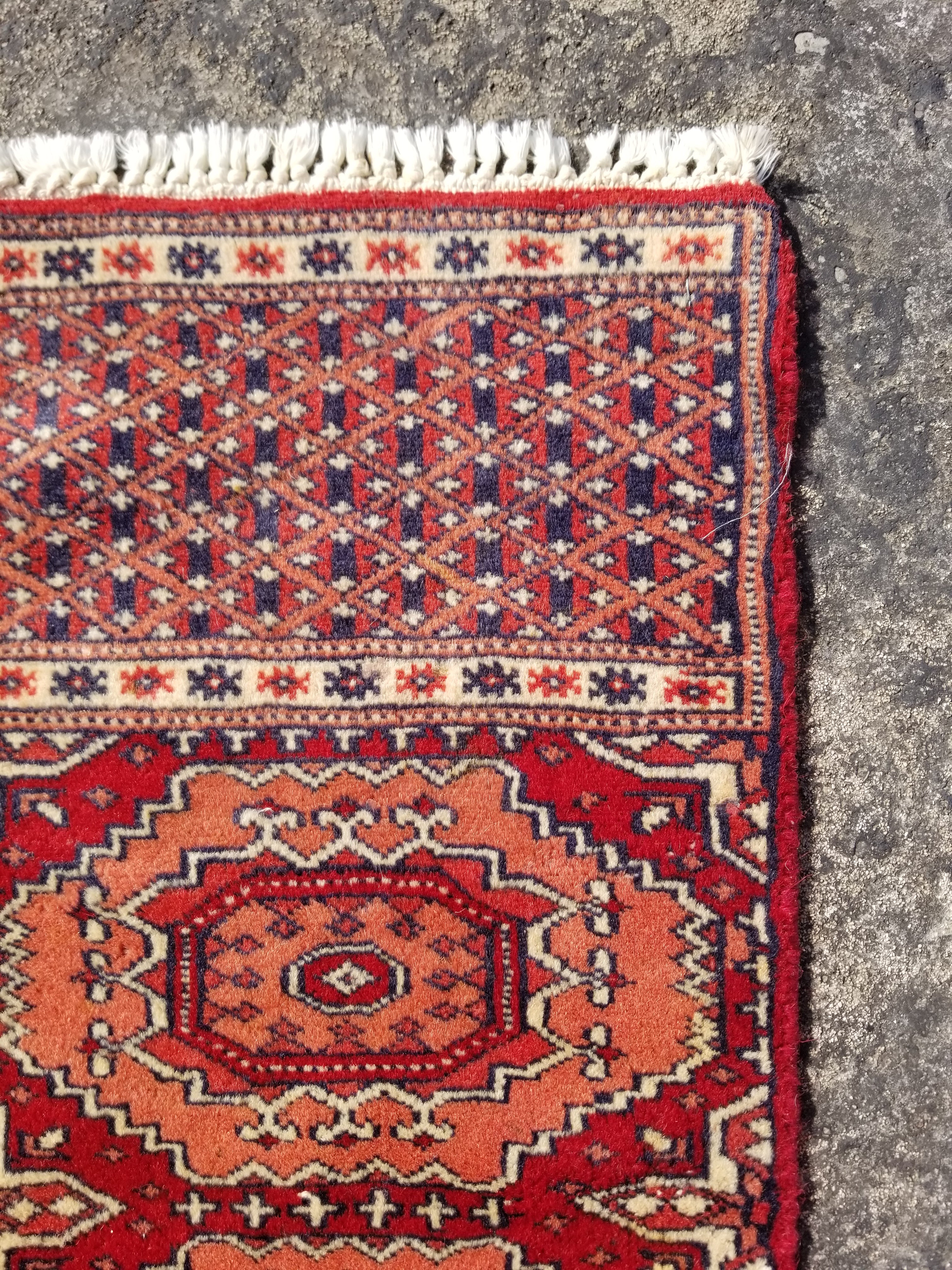 Vintage Traditional Handmade Karajeh Wool Multicolor Runner Rug 127x30cm