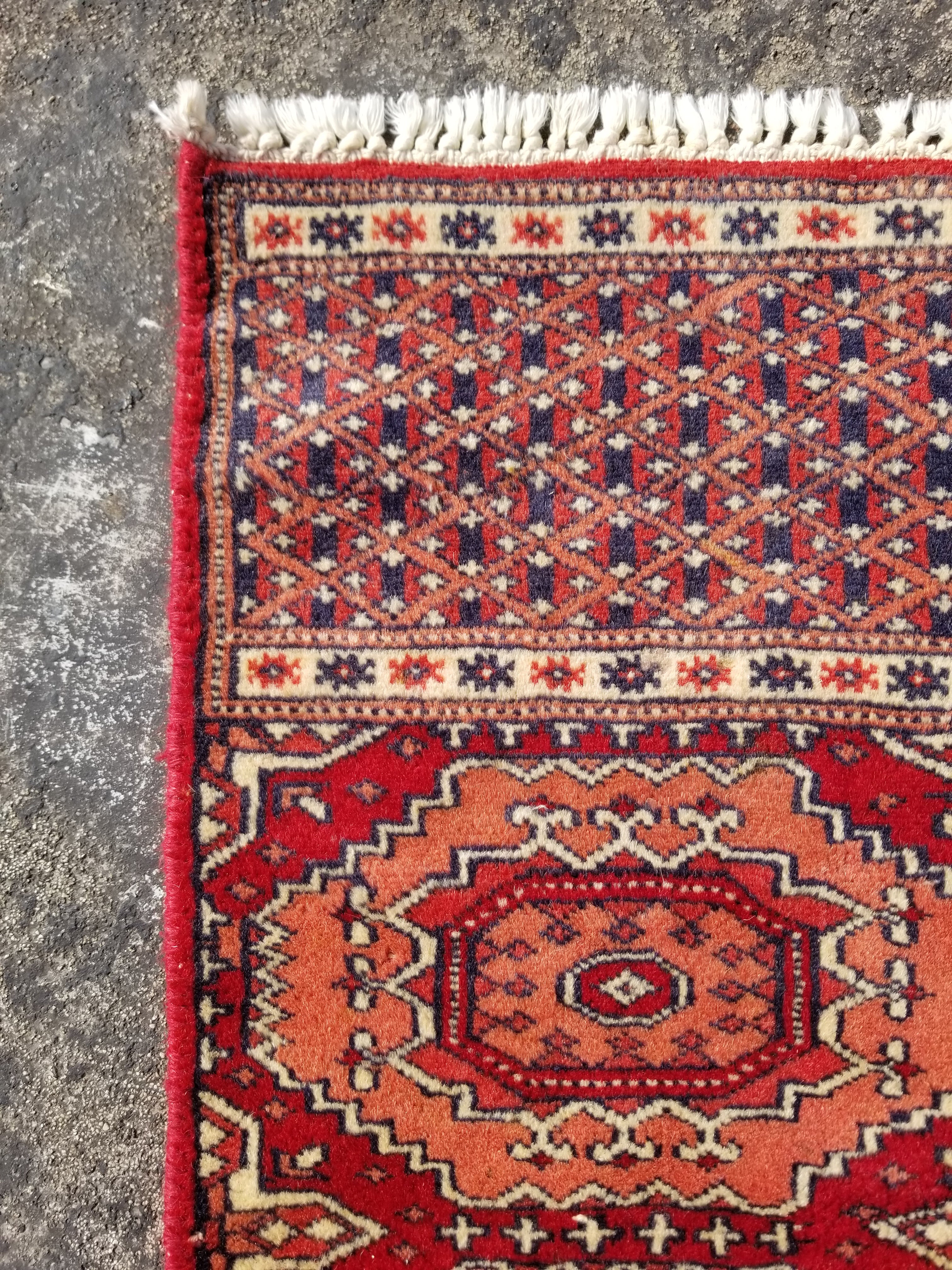 Vintage Traditional Handmade Karajeh Wool Multicolor Runner Rug 127x30cm