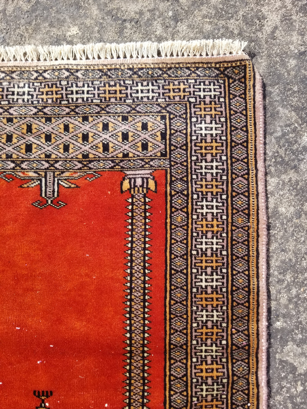 Vintage Traditional Handmade Oriental Wool Brown & Gold Prayer Rug 91x60cm